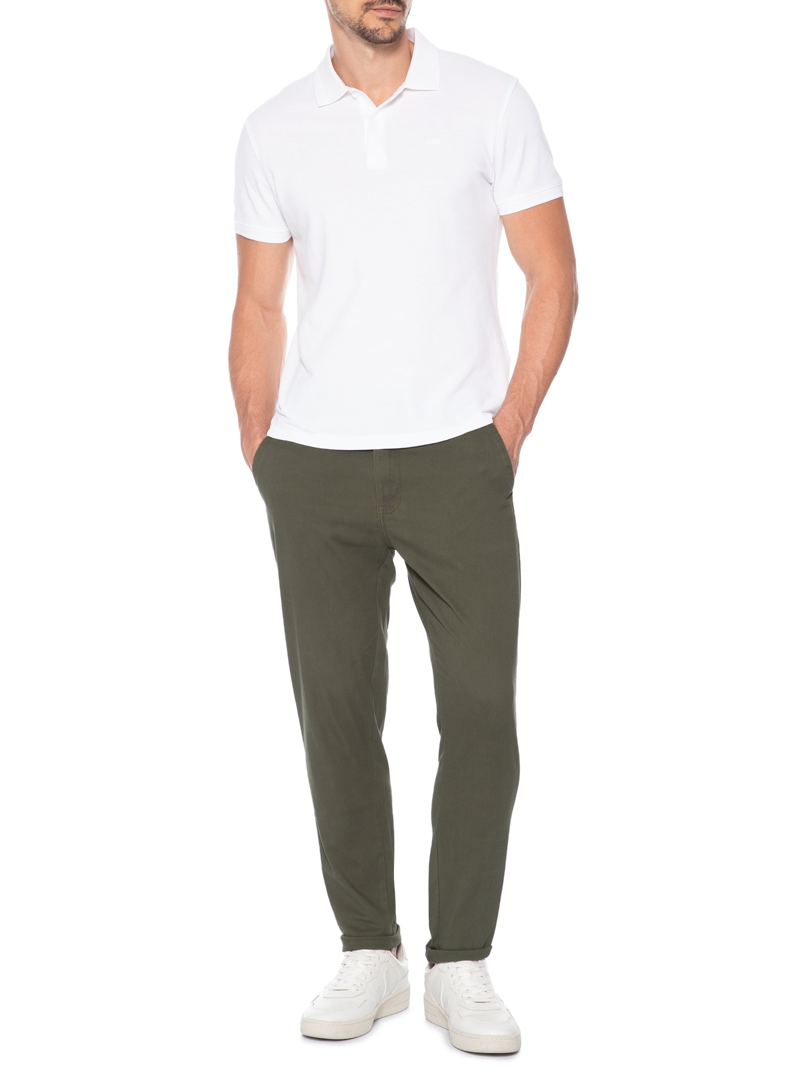 Calça Masculina Sarja Color Reta Verde Basiq Men