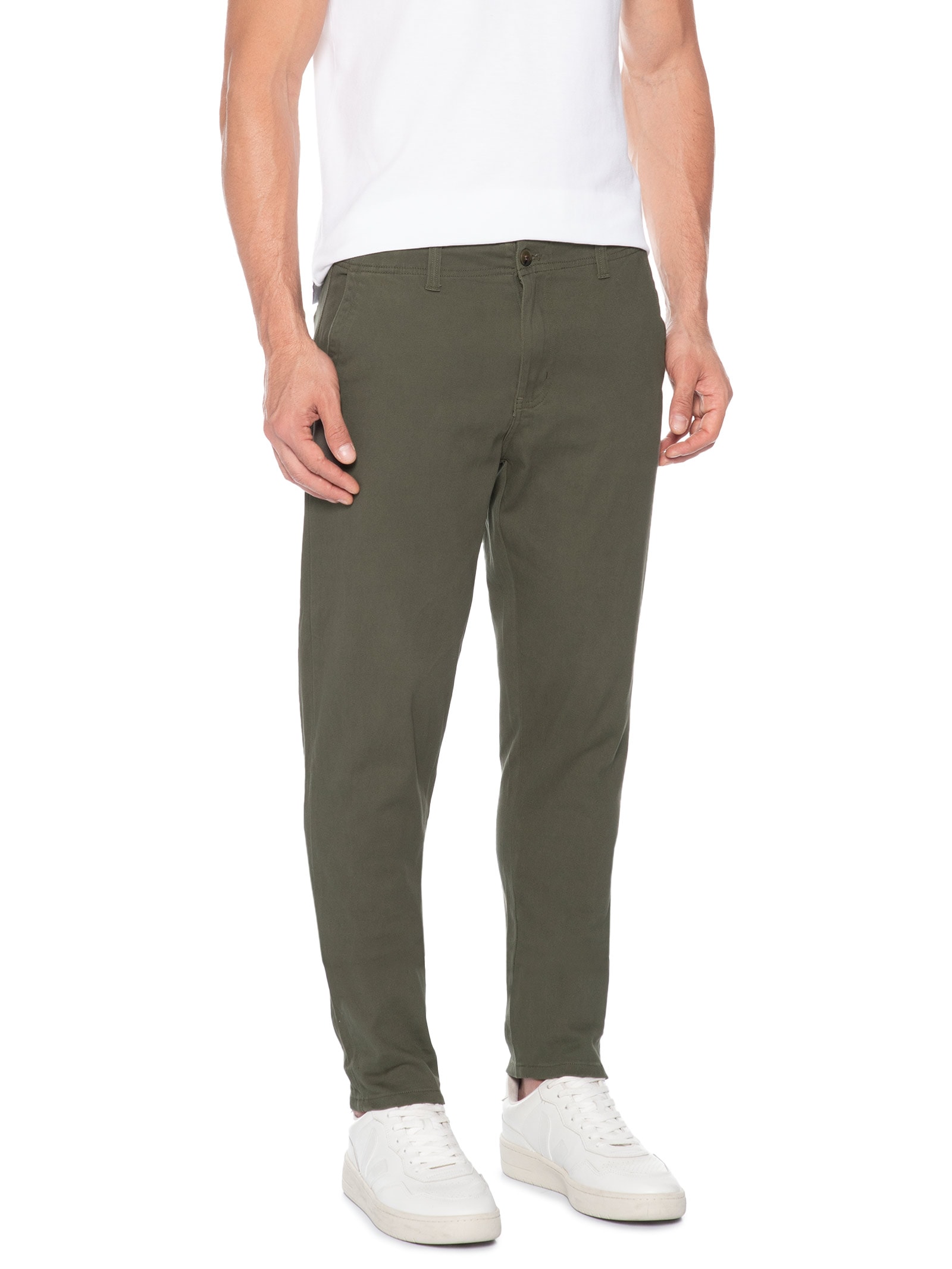 Calça Masculina Sarja Color Reta Verde Basiq Men