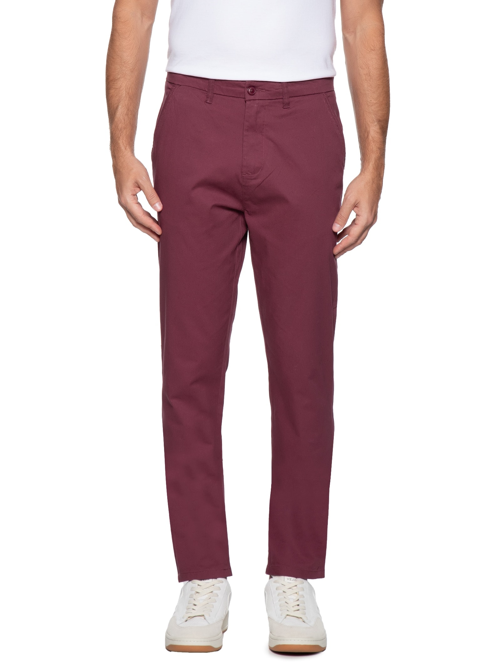 Calça Masculina Sarja Color Slim Vinho Basiq Men