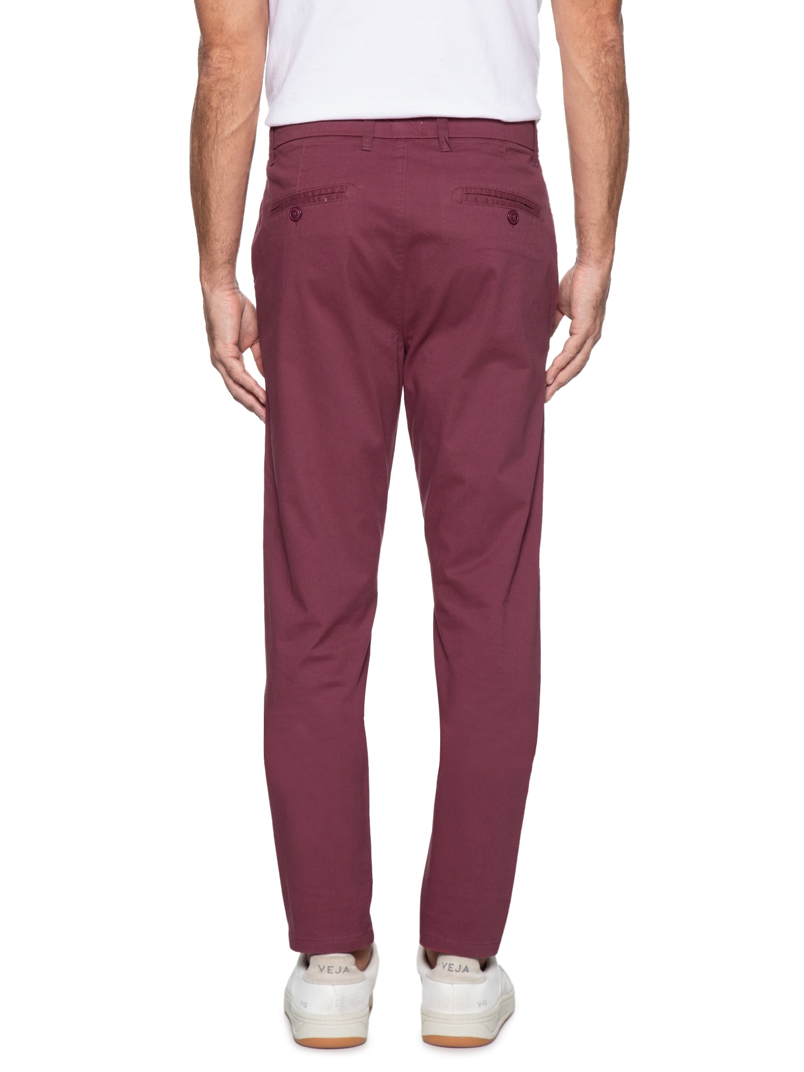 Calça Masculina Sarja Color Slim Vinho Basiq Men