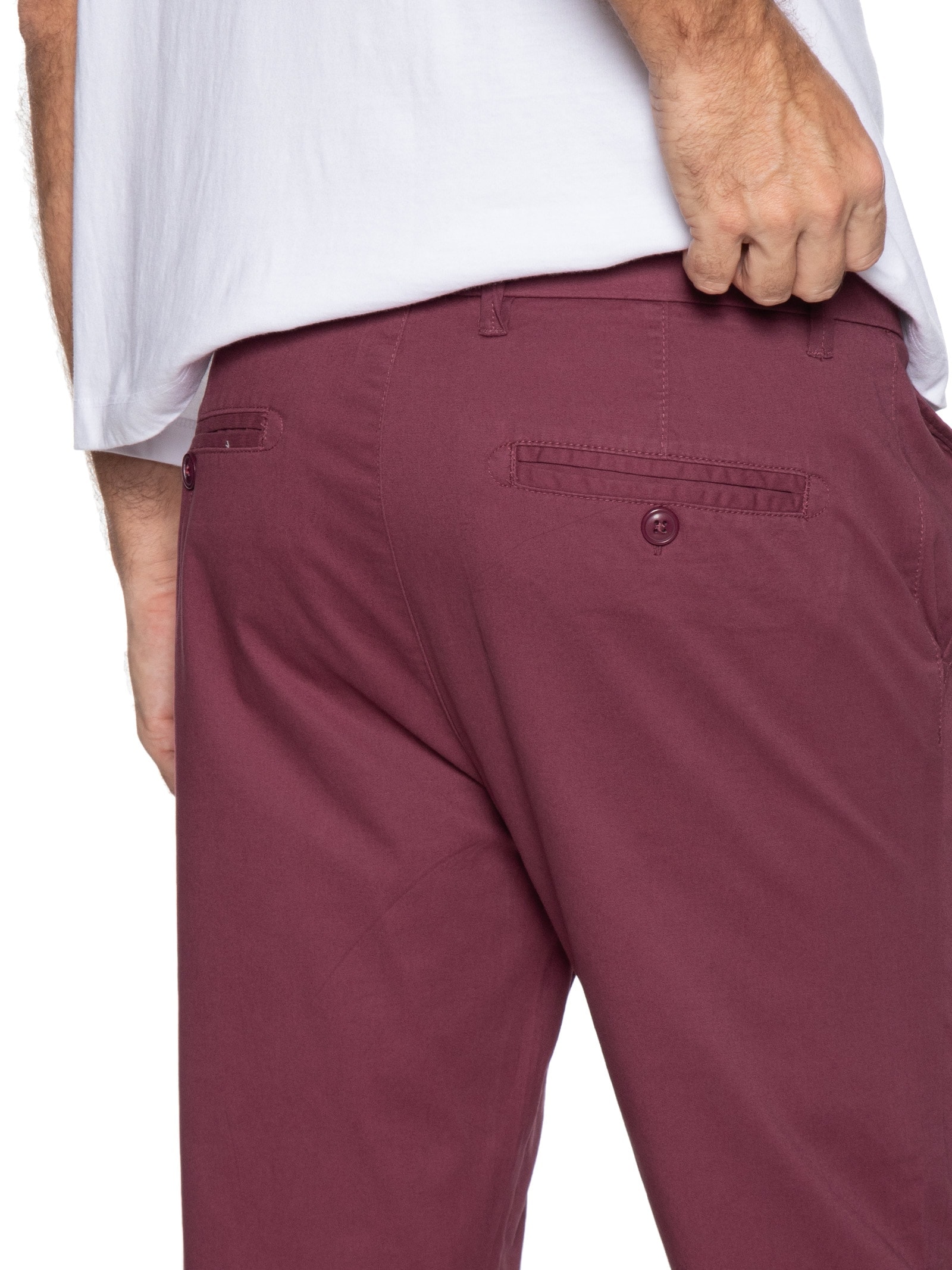 Calça Masculina Sarja Color Slim Vinho Basiq Men