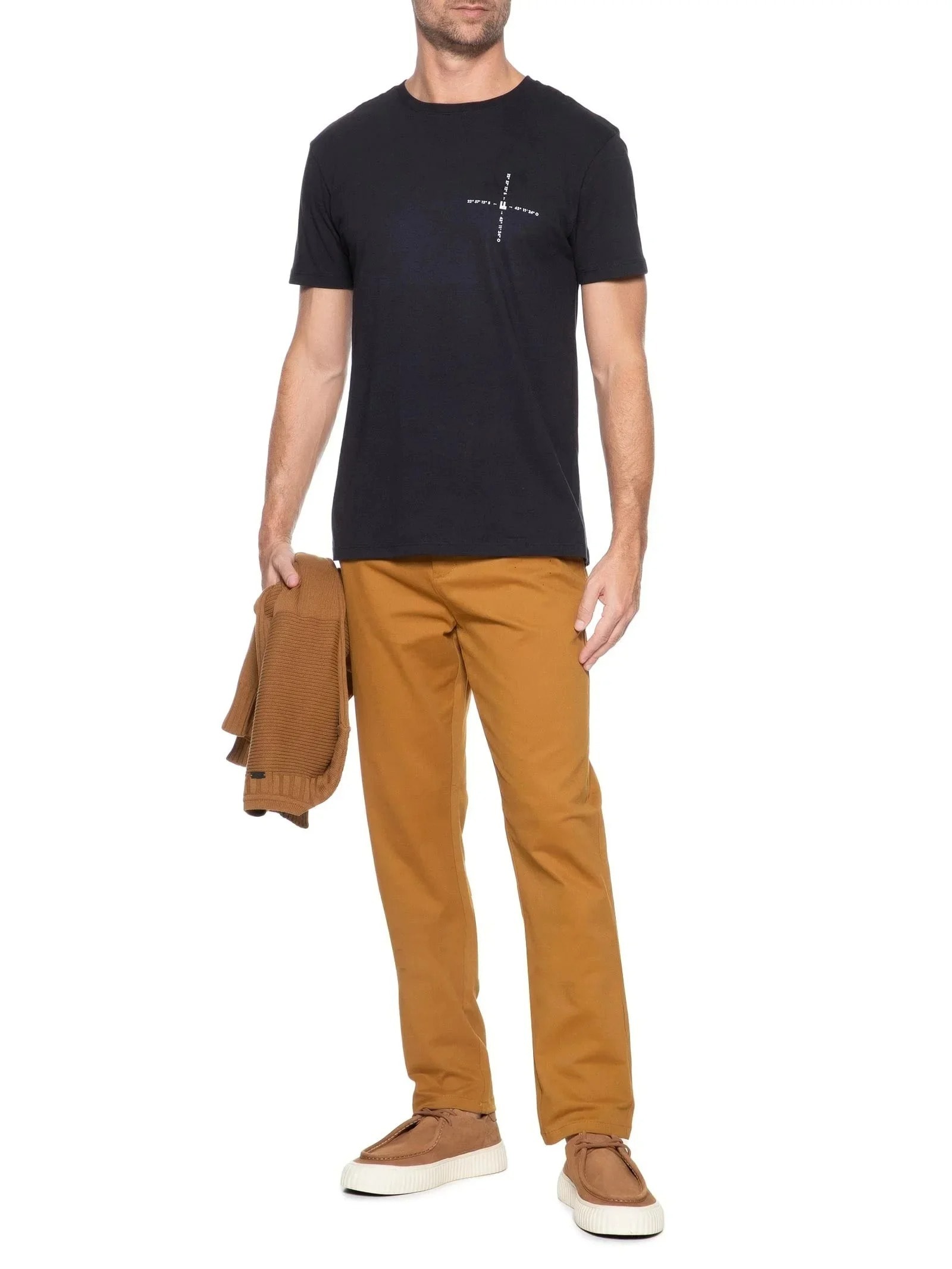 Calça Masculina Sarja Colors New Marrom Foxton