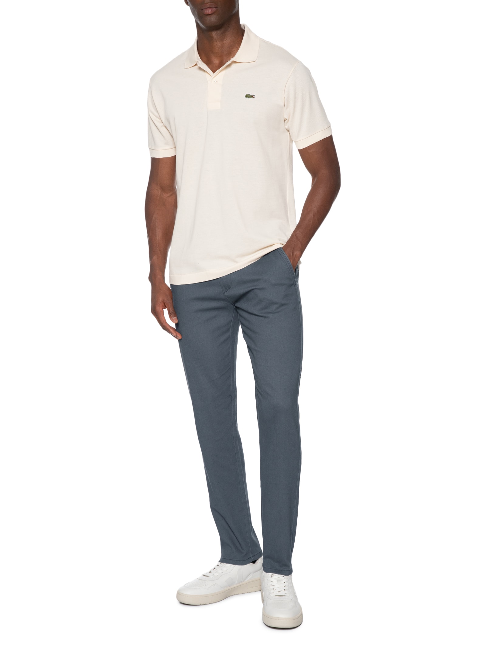 Calça Masculina Sarja Com Elástico Cinza Basiq Men