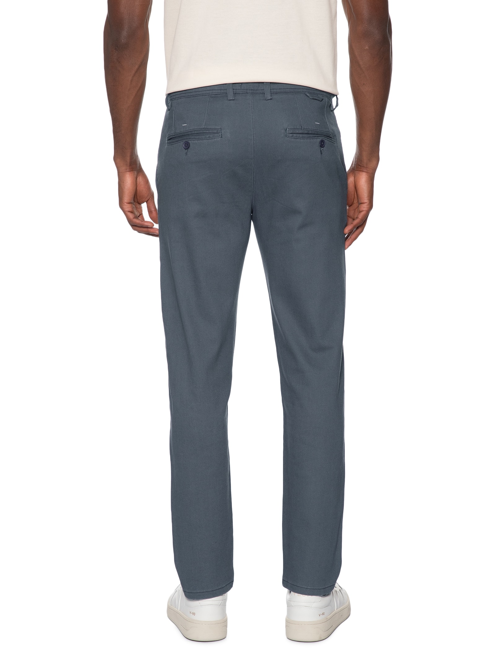 Calça Masculina Sarja Com Elástico Cinza Basiq Men