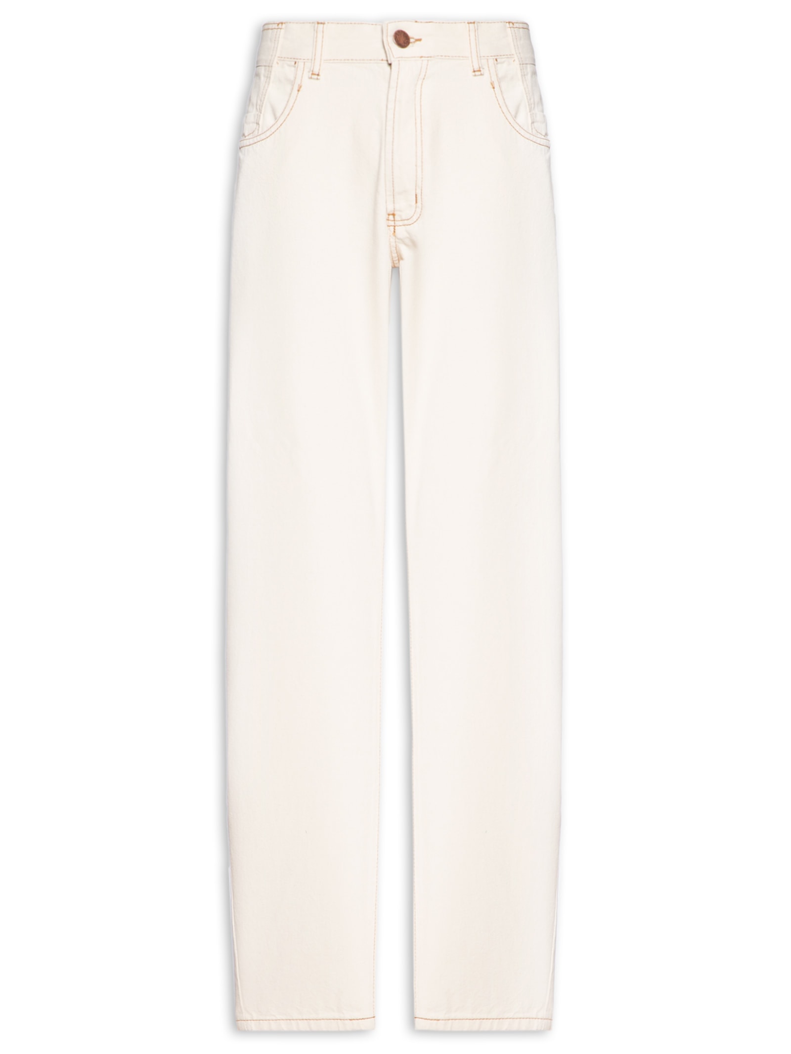 Calça Masculina Sarja com Recortes Baggy Branco Basiq Men