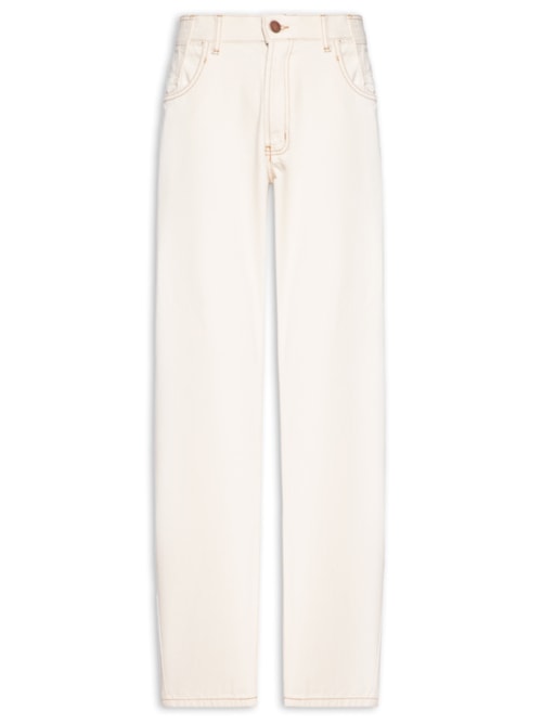Calça Masculina Sarja com Recortes Baggy – Branco