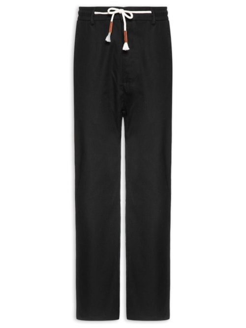 Calça Masculina Sarja Cós Elástico Cordão Slim – Preto