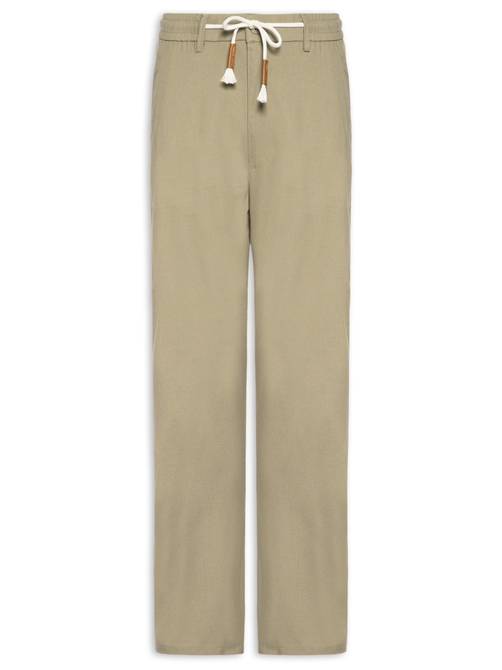 Calça Masculina Sarja Cós Elástico Cordão Slim Verde '2 Essential