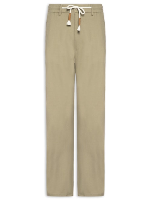 Calça Masculina Sarja Cós Elástico Cordão Slim – Verde