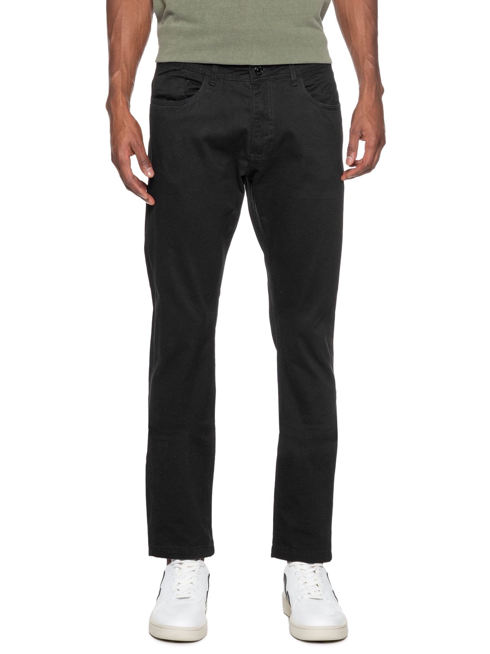 Calça Masculina Sarja Five Pockets Model Preto Basiq Men