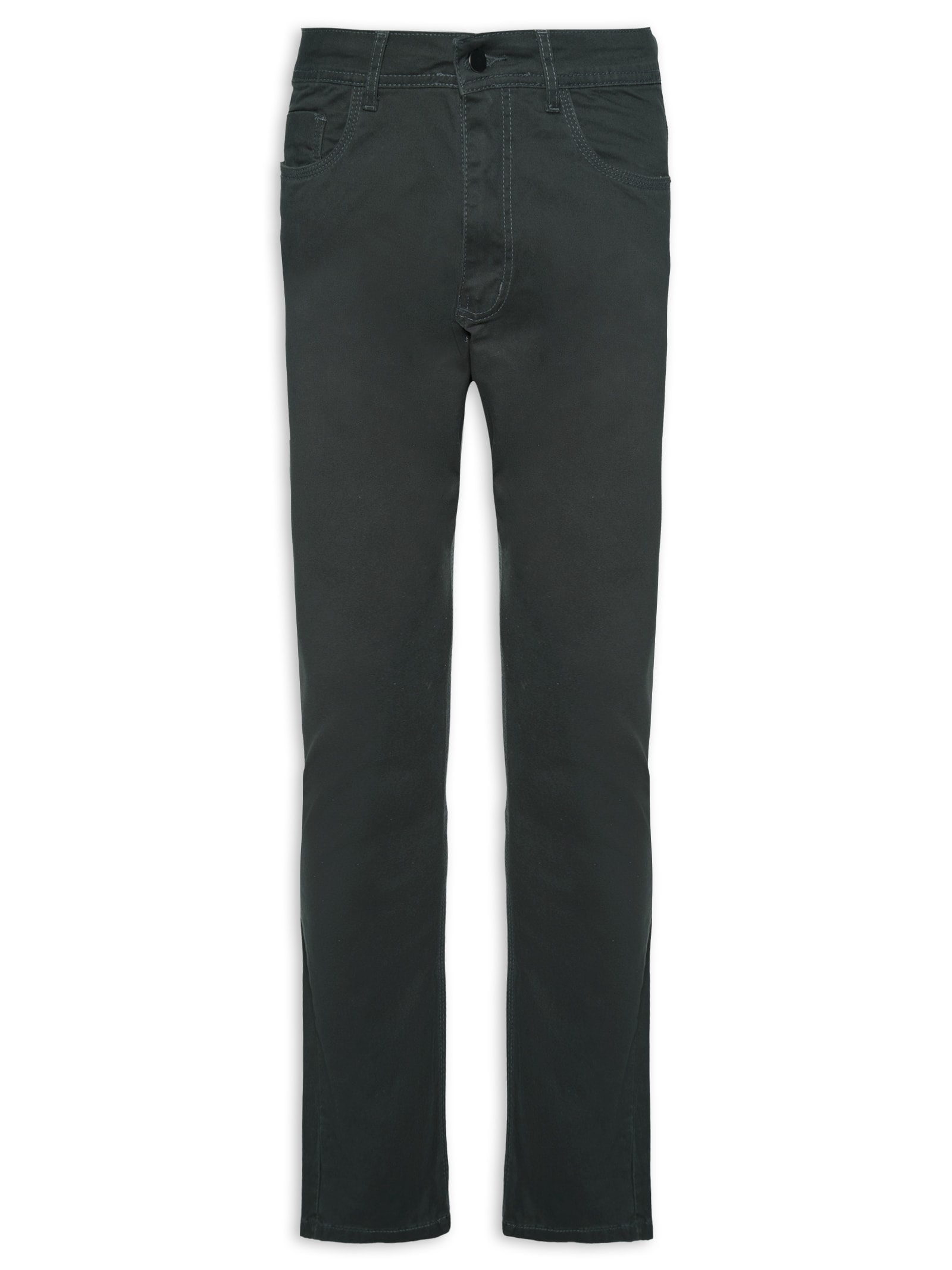 Calça Masculina Sarja Five Pockets Modelagem Reta Cinza Basiq Men