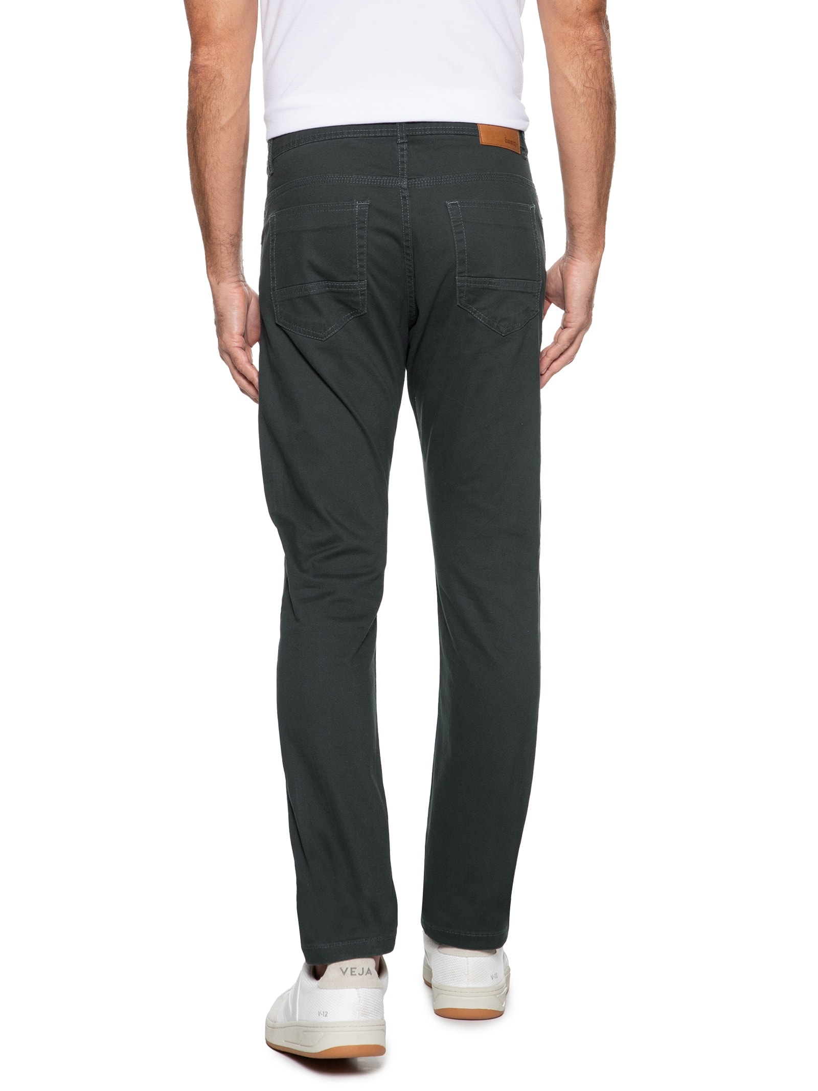 Calça Masculina Sarja Five Pockets Modelagem Reta Cinza Basiq Men