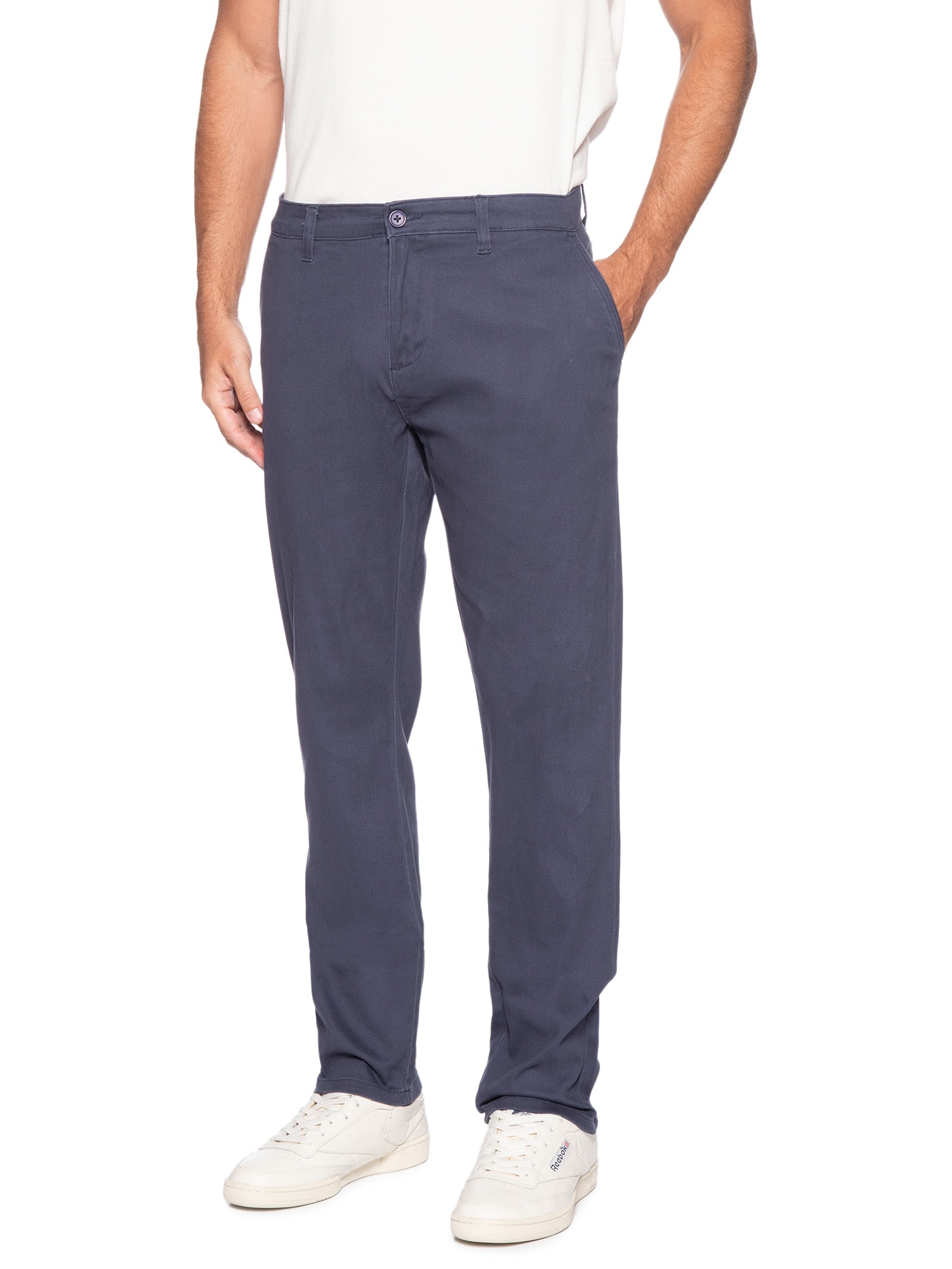 Calça Masculina Sarja Marinho Azul Basiq Men