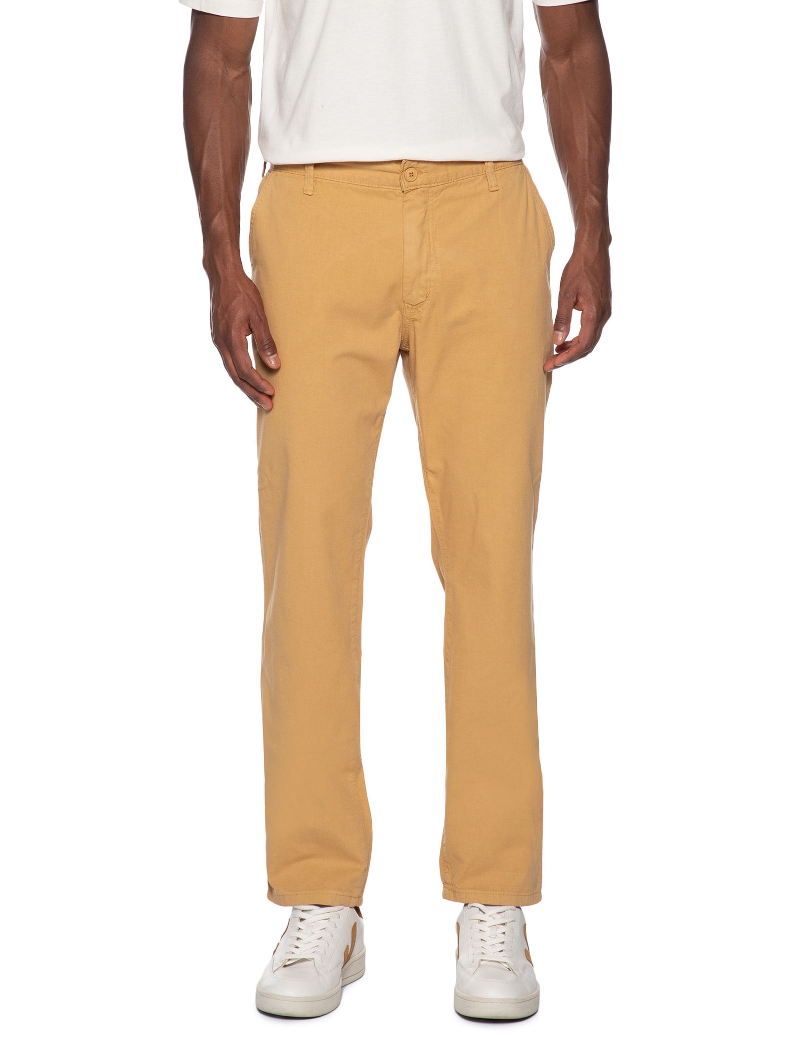 Calça Masculina Sarja Reta Bege Basiq Men