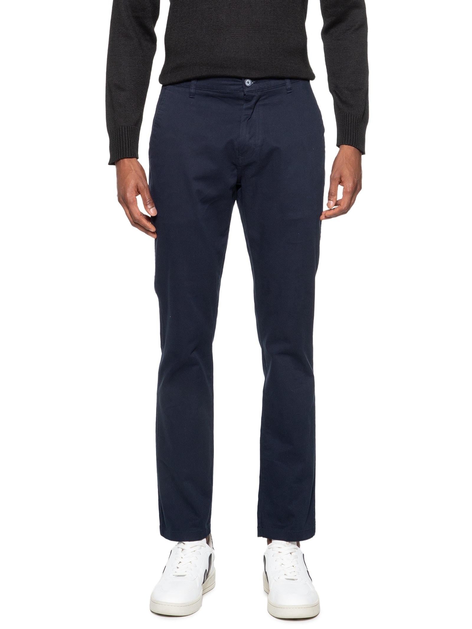 Calça Masculina Sarja Slim Fit Color Azul '2 Essential