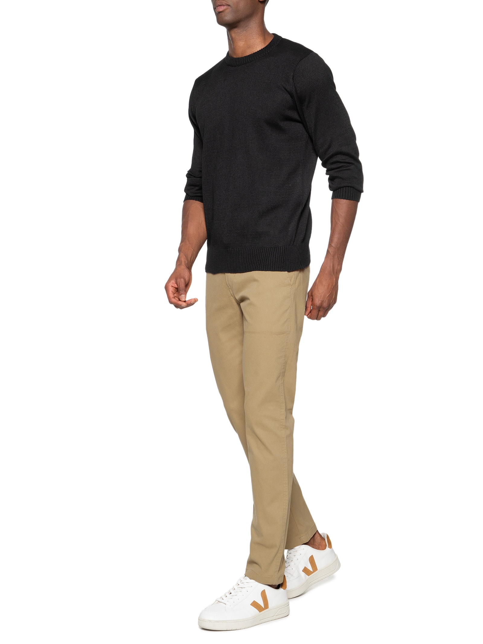 Calça Masculina Sarja Slim Fit Color Bege '2 Essential