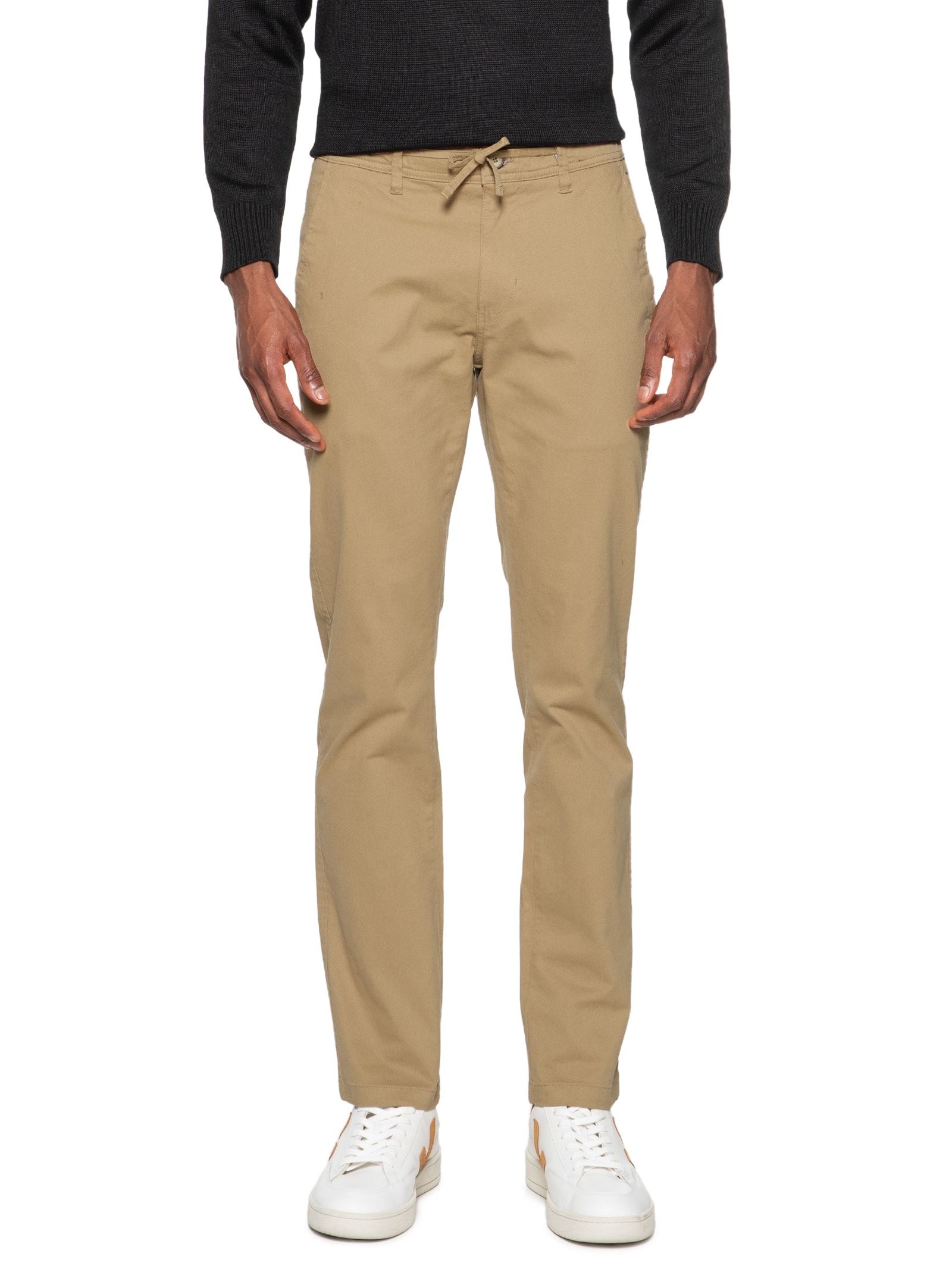 Calça Masculina Sarja Slim Fit Color Bege '2 Essential