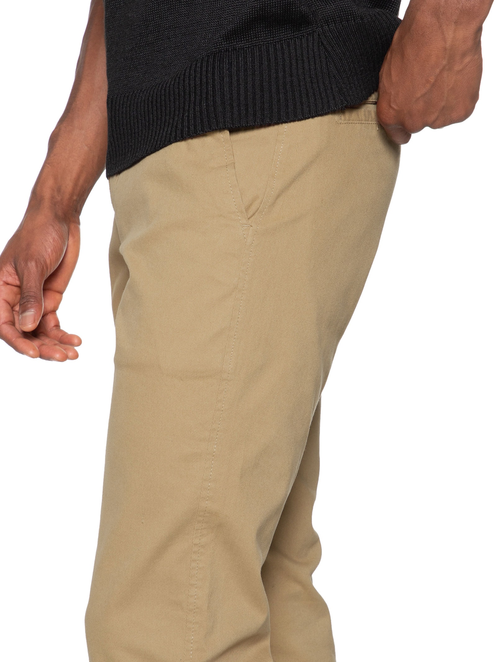 Calça Masculina Sarja Slim Fit Color Bege '2 Essential