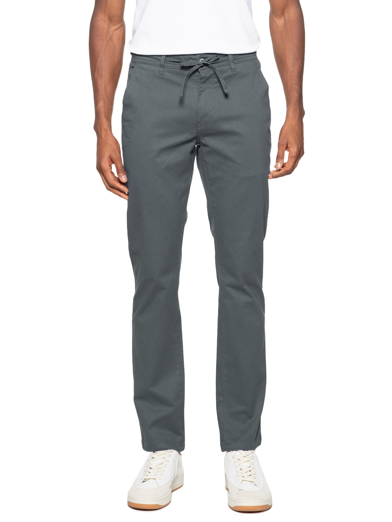 Calça Masculina Sarja Slim Fit Color Cinza '2 Essential