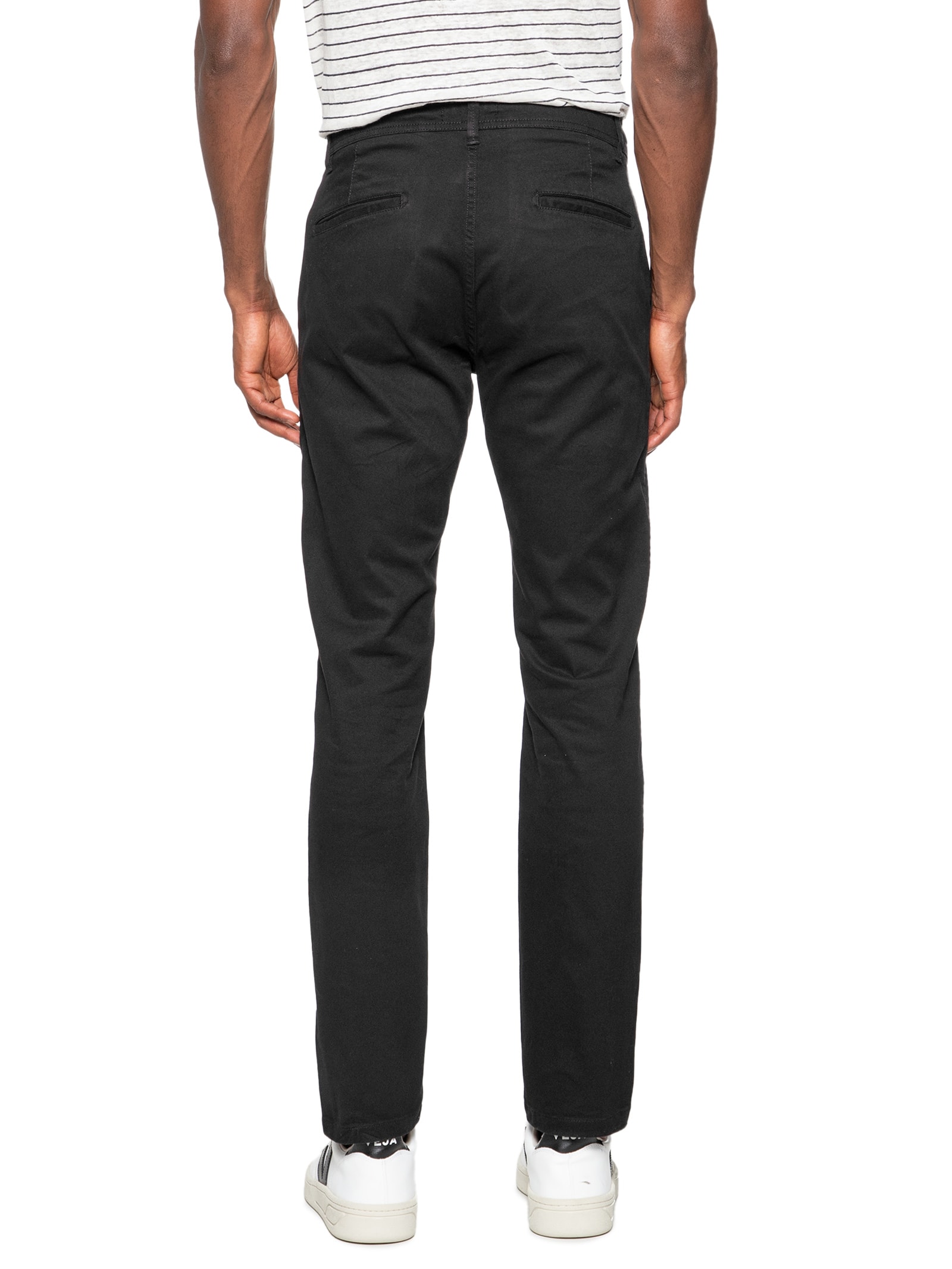 Calça Masculina Sarja Slim Fit Color Preto '2 Essential