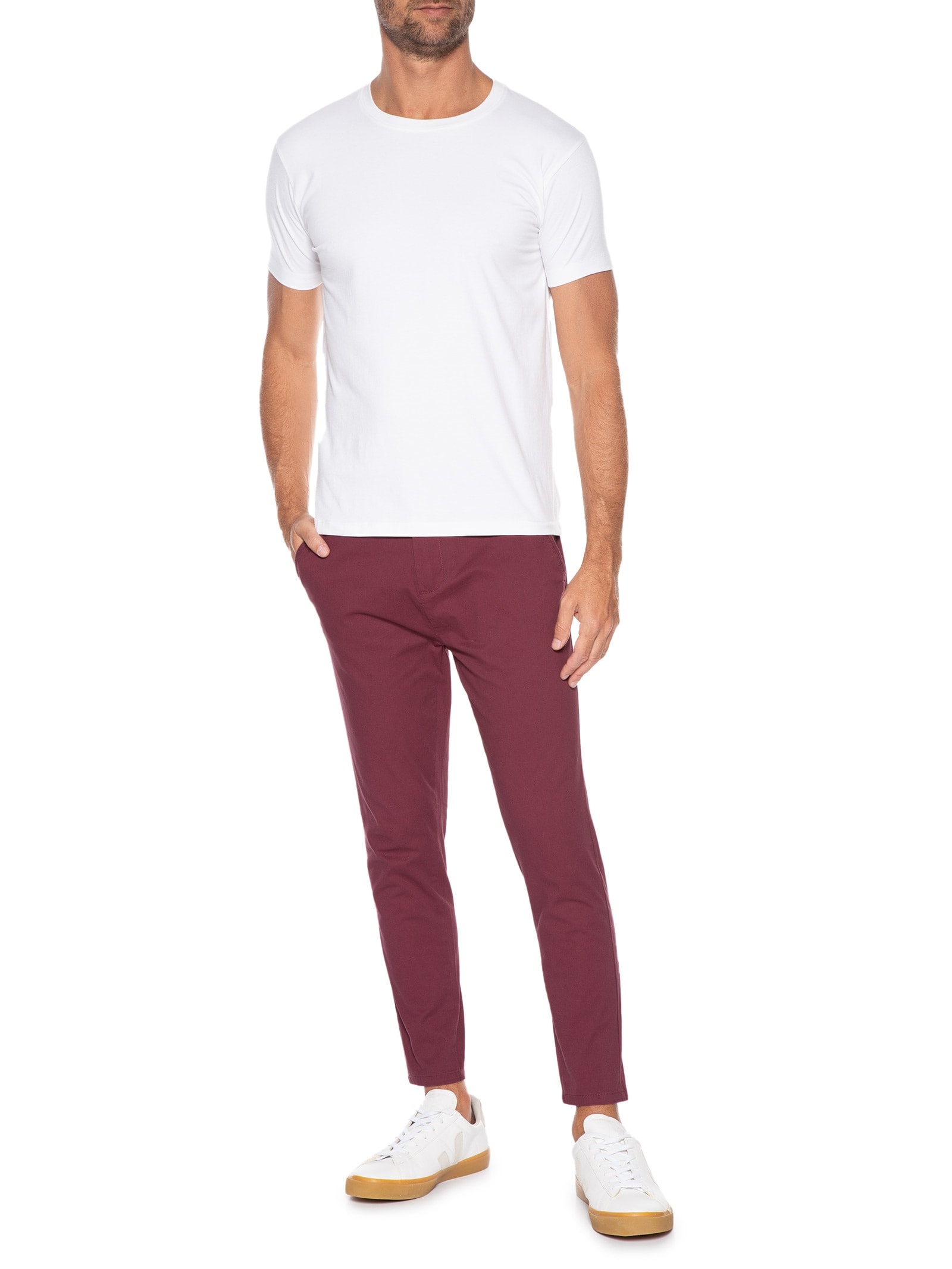 Calça Masculina Sarja Slim Vinho Basiq Men