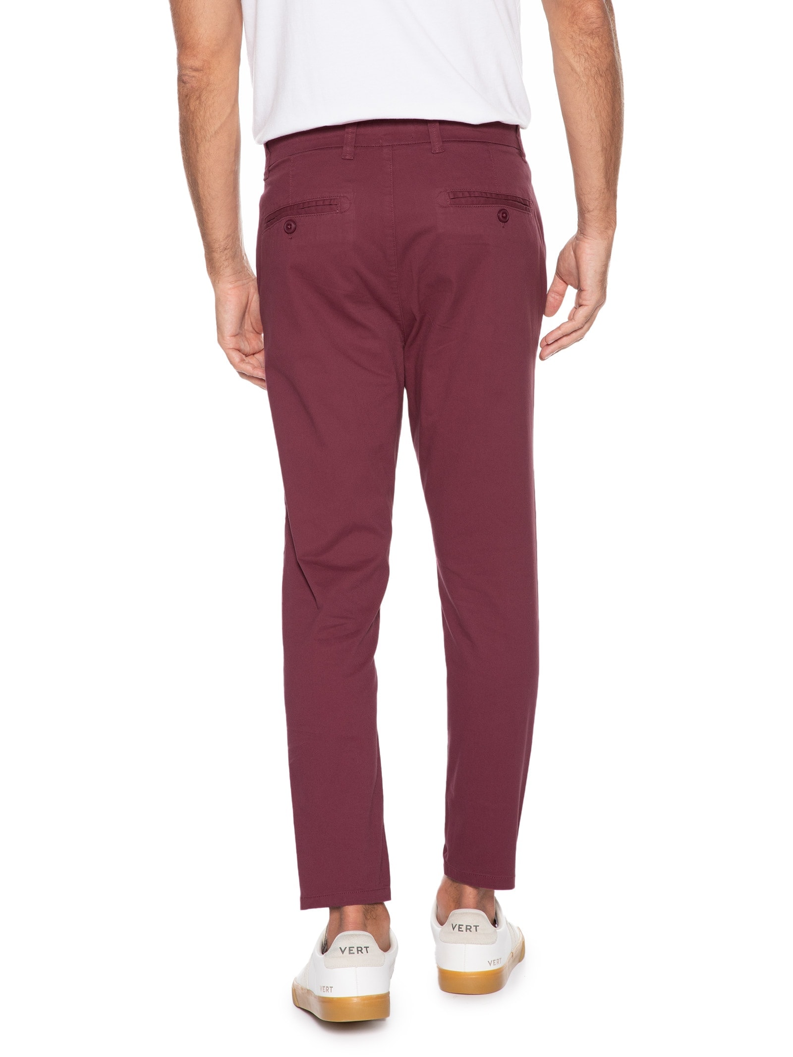 Calça Masculina Sarja Slim Vinho Basiq Men