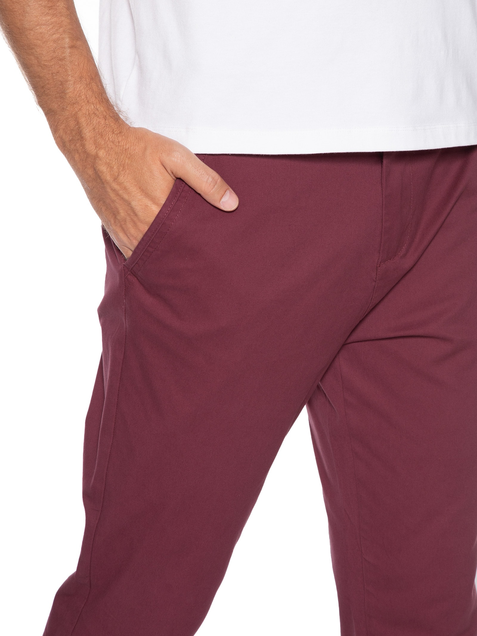 Calça Masculina Sarja Slim Vinho Basiq Men