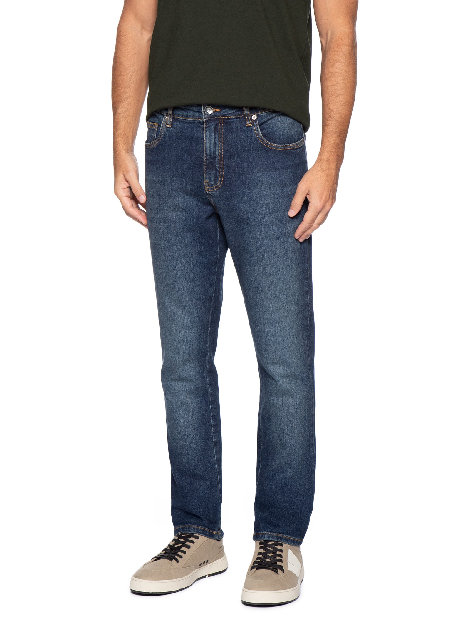 Calça Masculina Skinny Jeans Onda Média Azul Foxton
