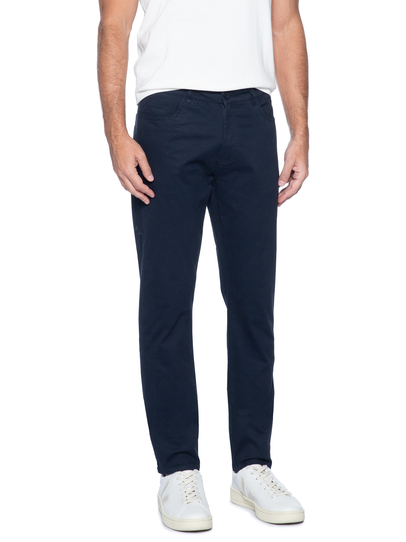 Calça Masculina Slim Chino Color Azul Basiq Men