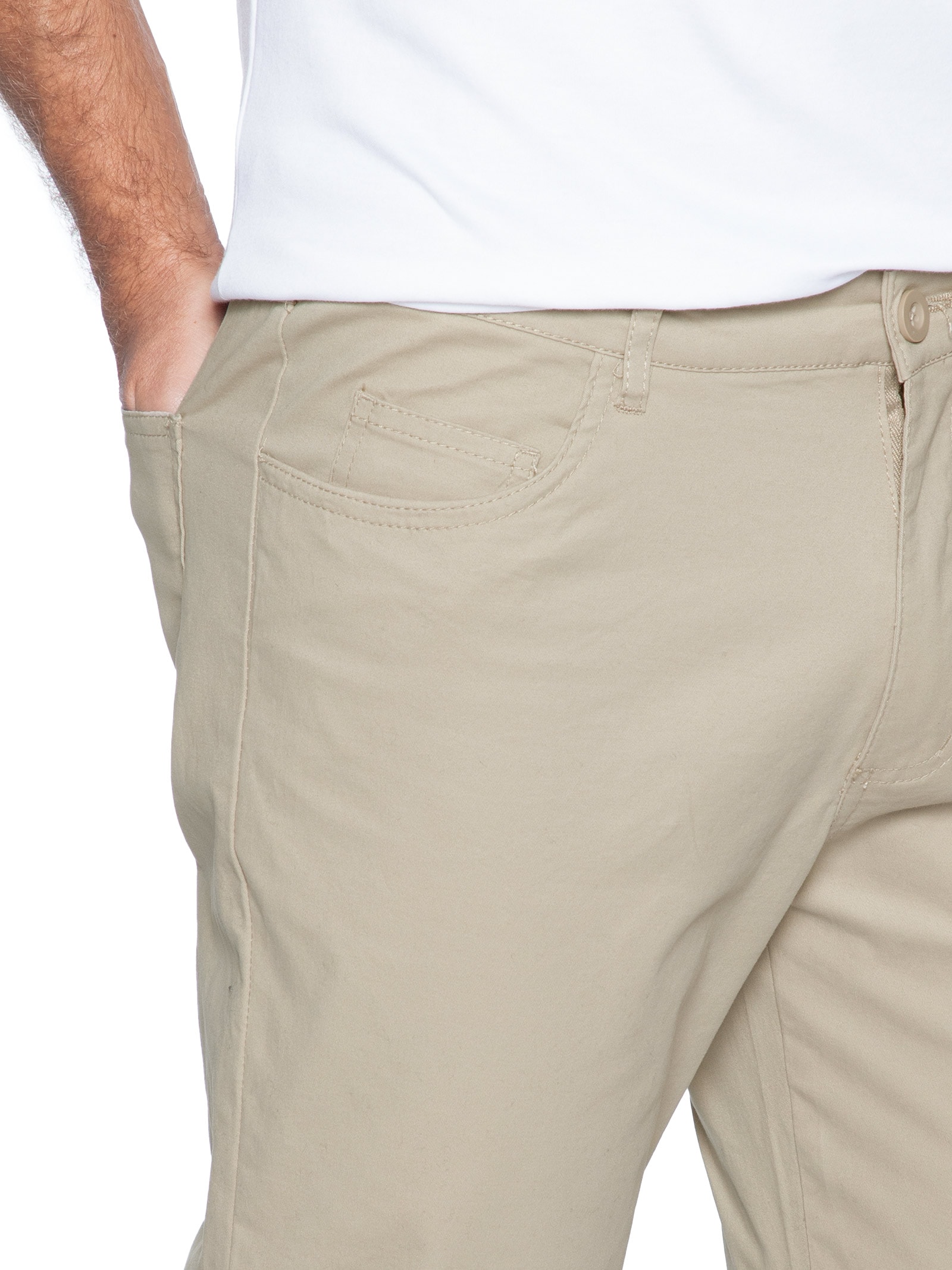 Calça Masculina Slim Chino Color Bege Basiq Men