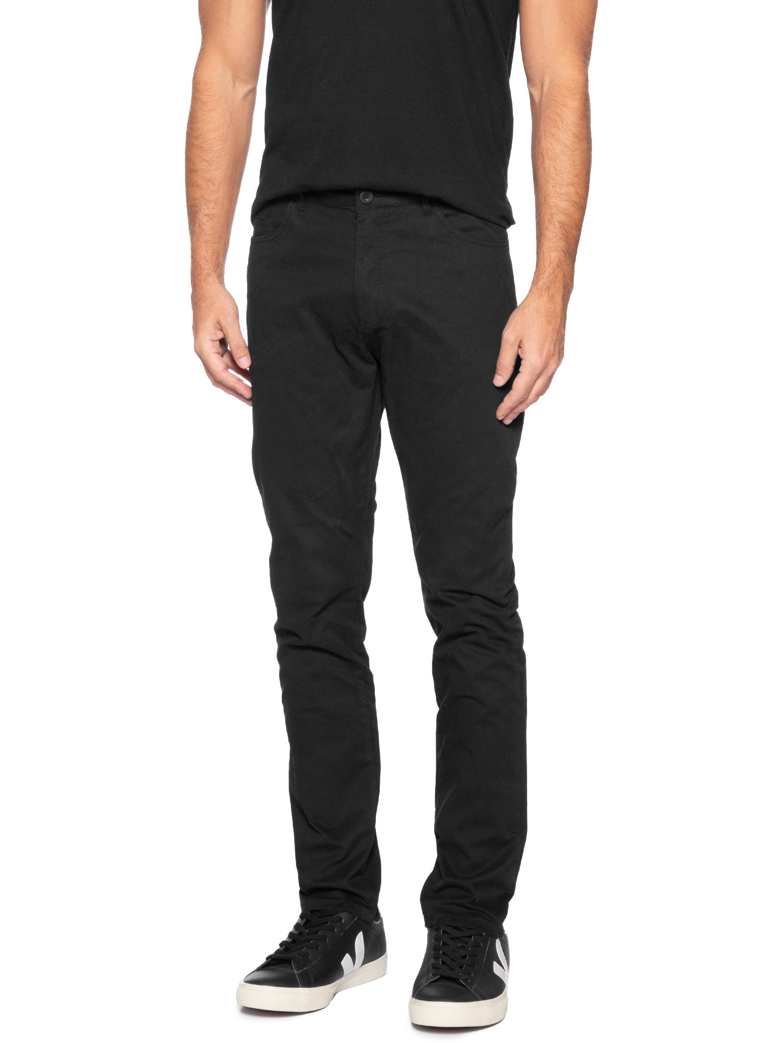 Calça Masculina Slim Chino Color Preto Basiq Men