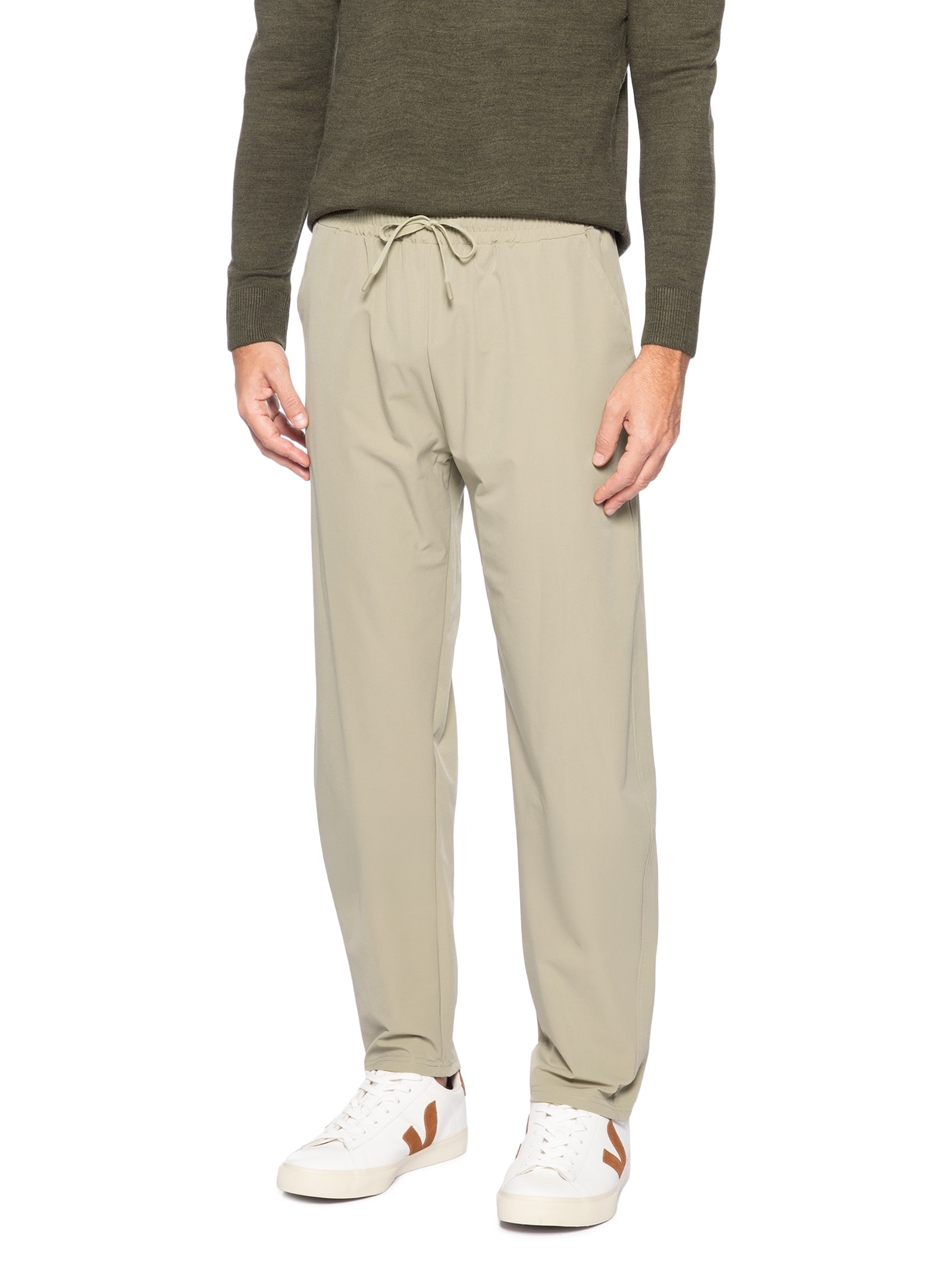 Calça Masculina Slim Com Elástico No Cós Bege Basiq Men