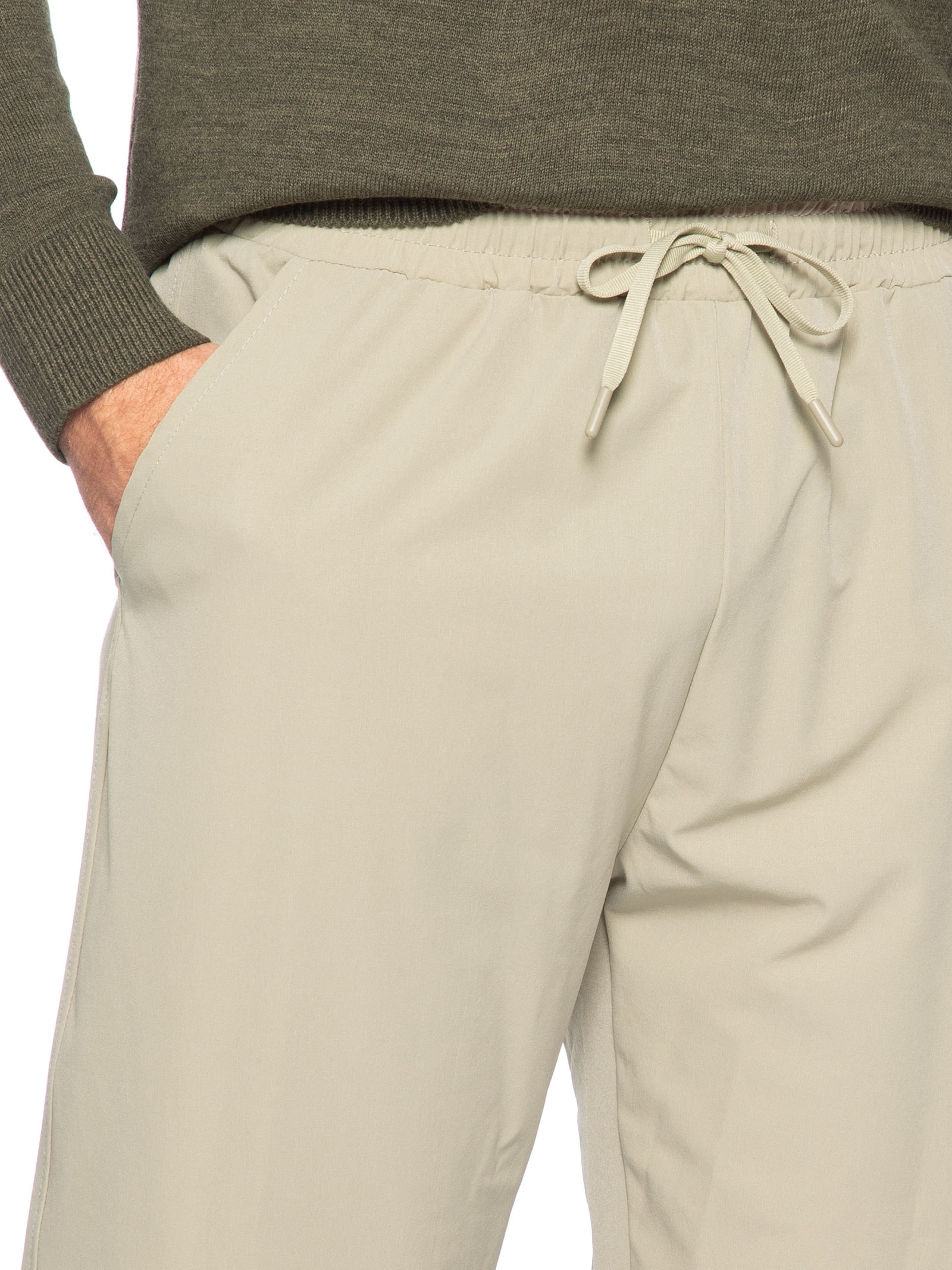 Calça Masculina Slim Com Elástico No Cós Bege Basiq Men