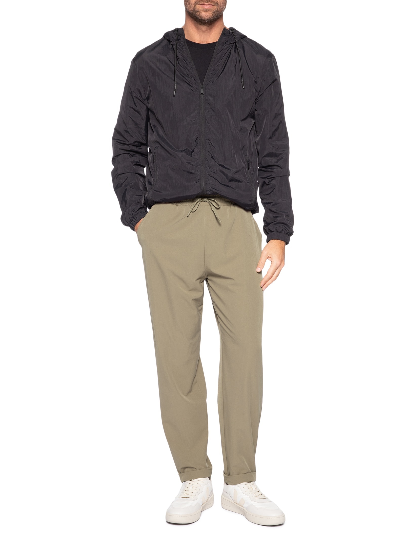 Calça Masculina Slim Com Elástico No Cós Verde Basiq Men