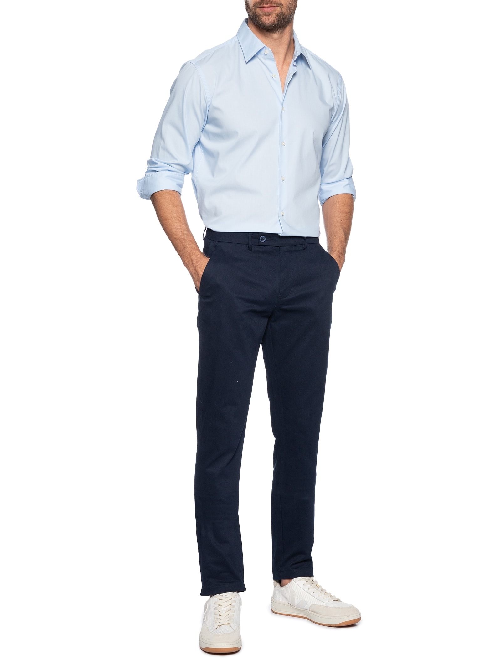 Calça Masculina Slim Cós Social Azul '2 Essential