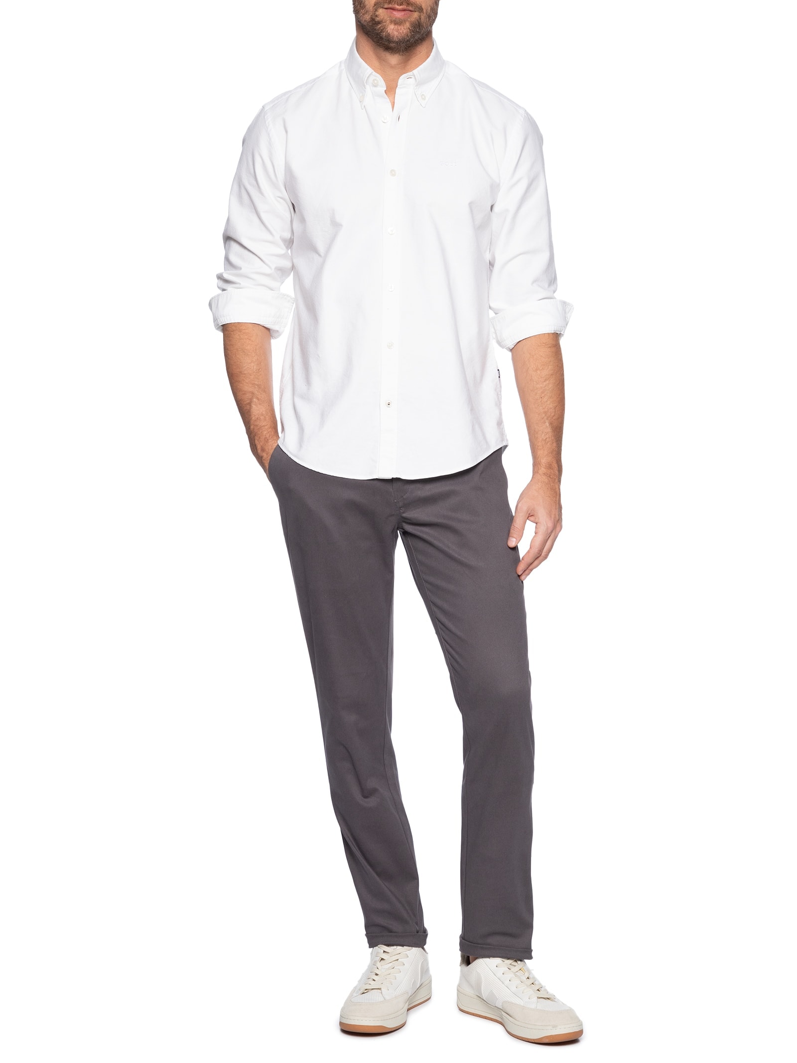 Calça Masculina Slim Cós Social Cinza '2 Essential