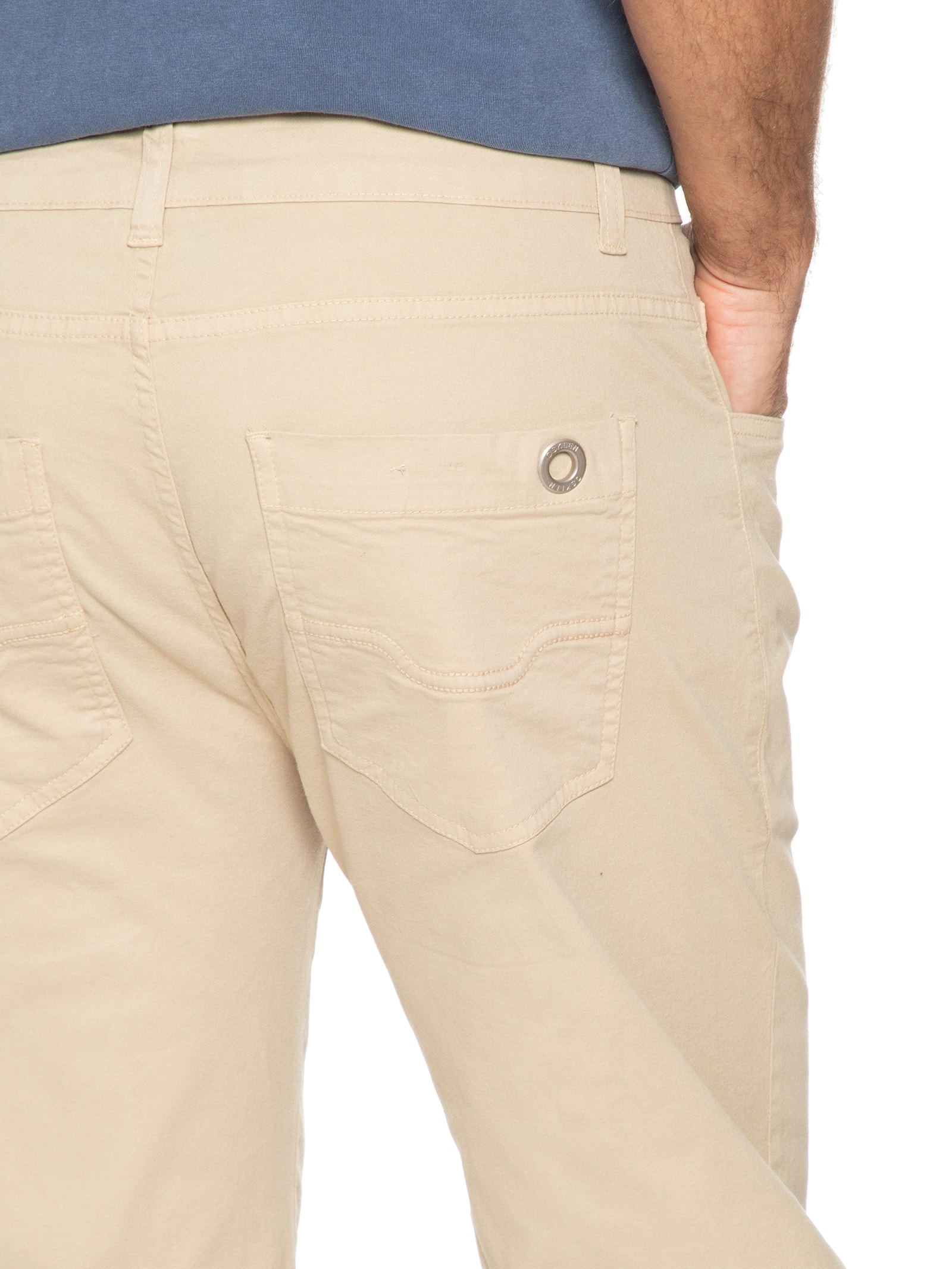 Calça Masculina Slim Jeans Denim E-Color Bege Osklen
