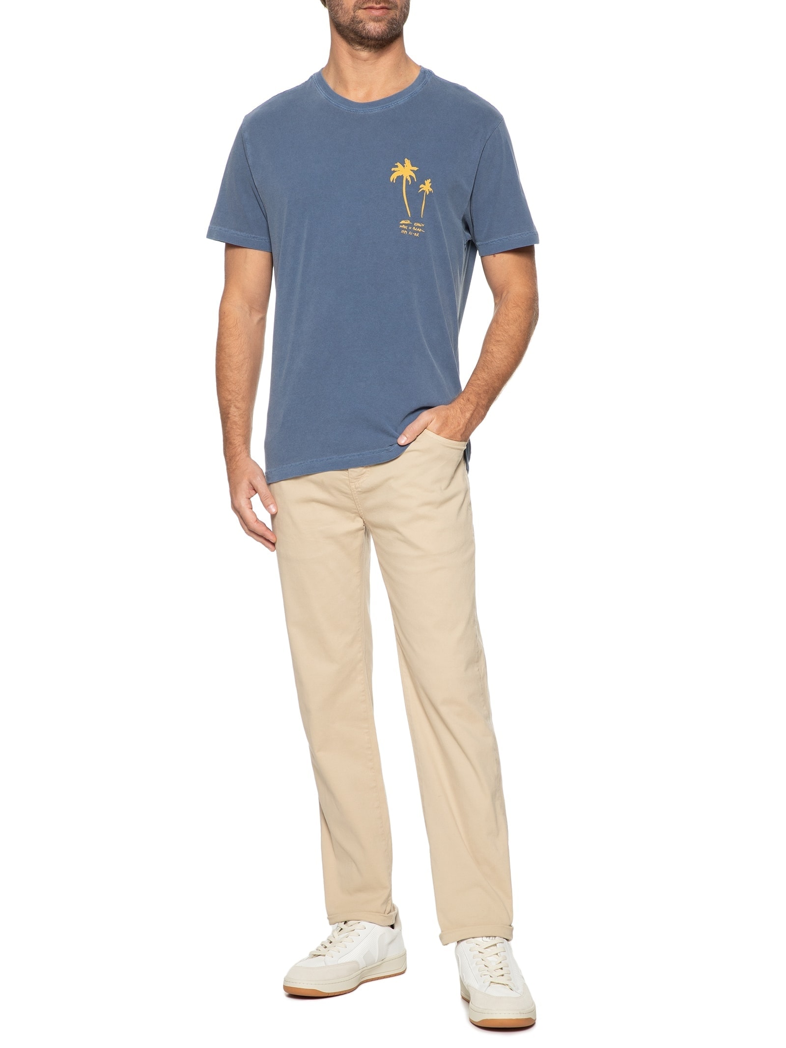 Calça Masculina Slim Jeans Denim E-Color Bege Osklen