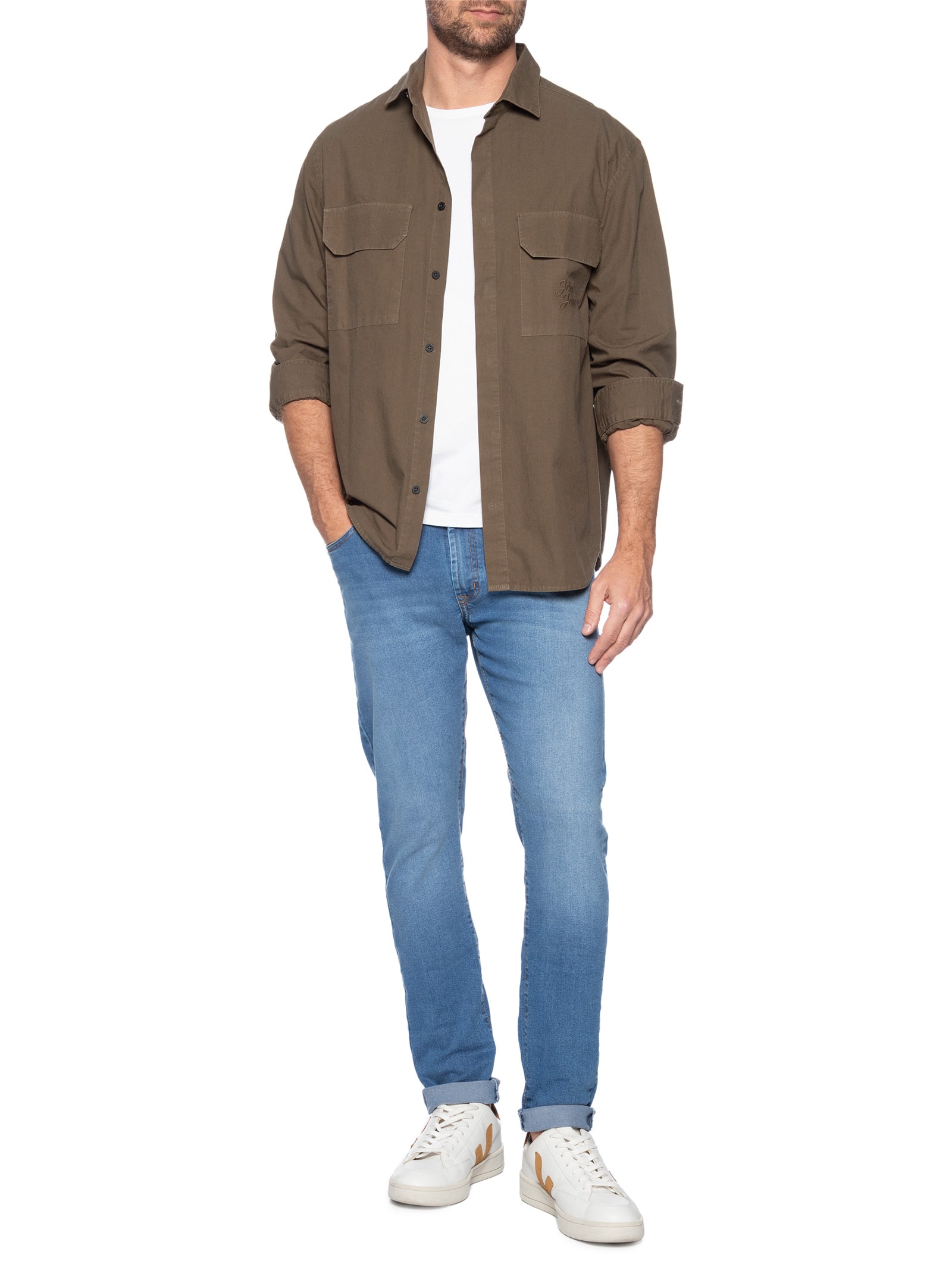 Calça Masculina Slim Jeans Stretch Azul Basiq Men