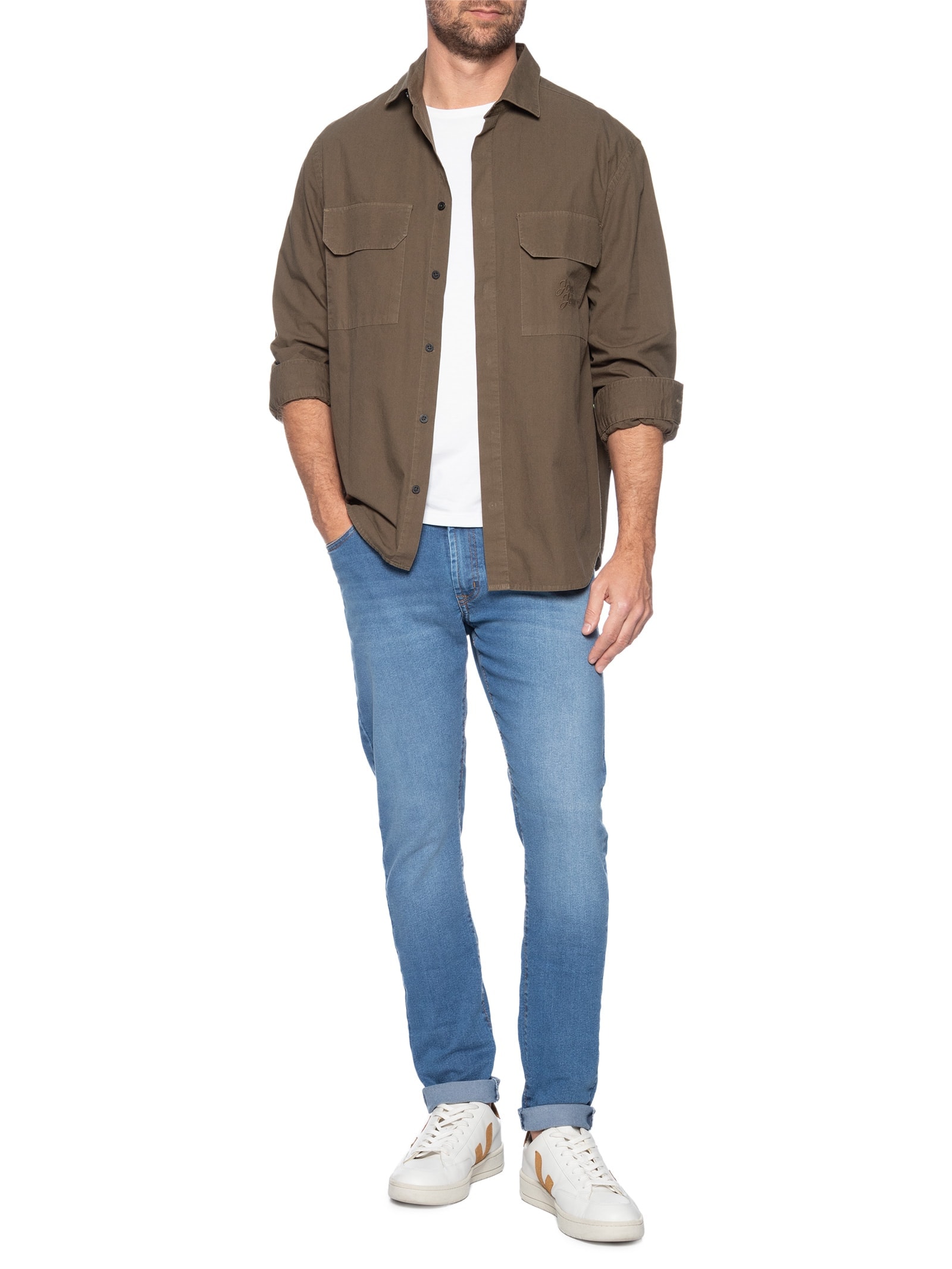 Calça Masculina Slim Jeans Stretch Azul Basiq Men