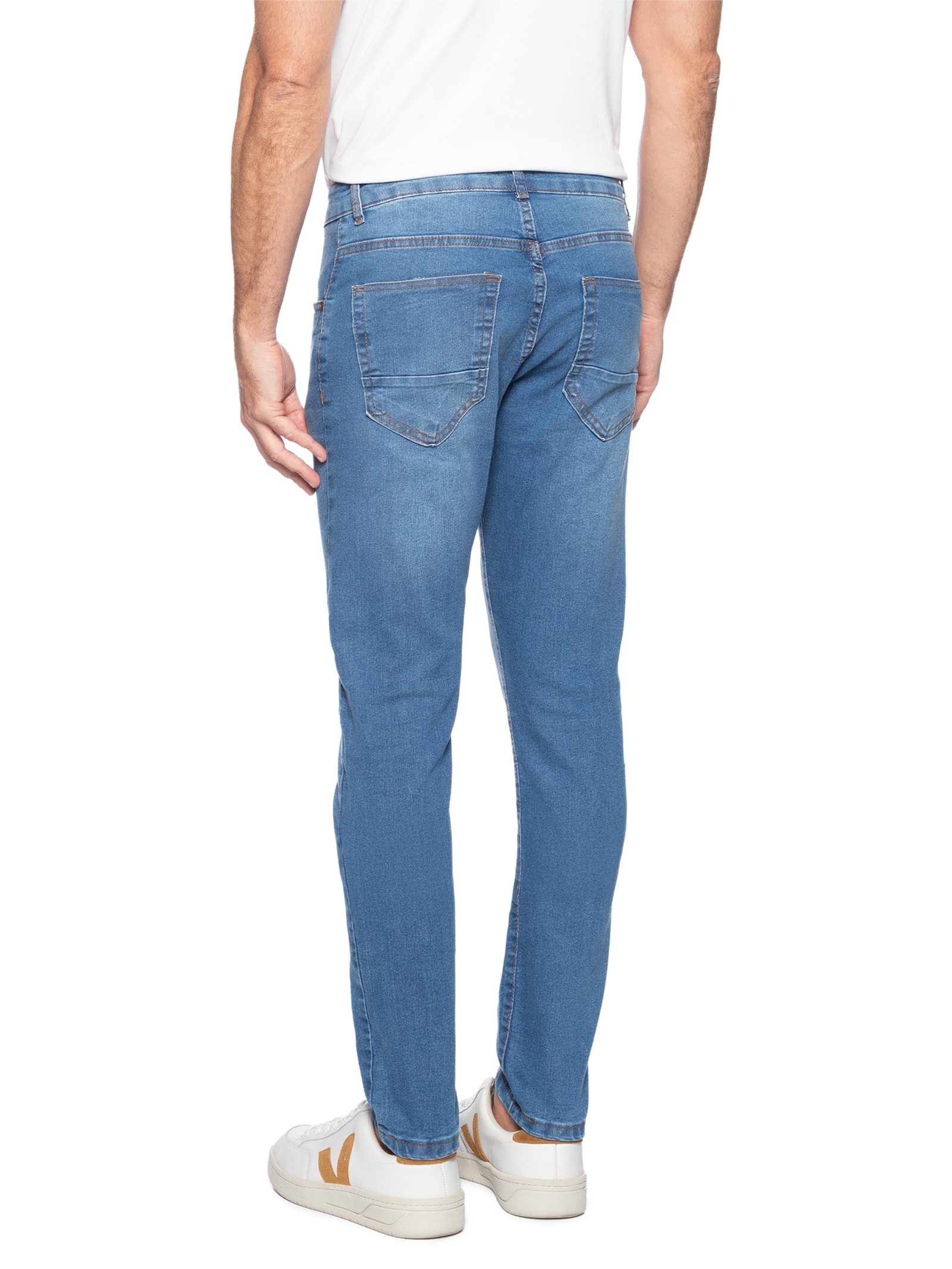 Calça Masculina Slim Jeans Stretch Azul Basiq Men