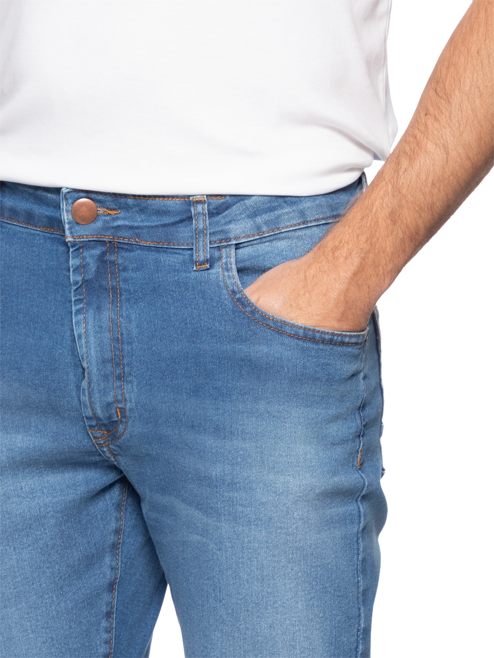 Calça Masculina Slim Jeans Stretch Azul Basiq Men