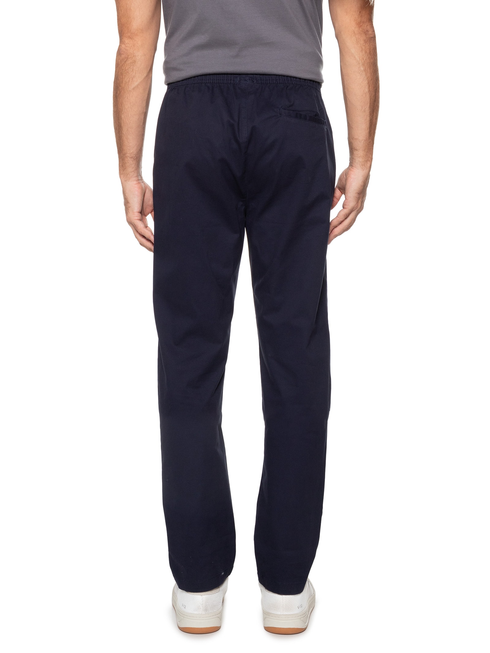 Calça Masculina Slim Sarja Com Elástico Azul Basiq Men