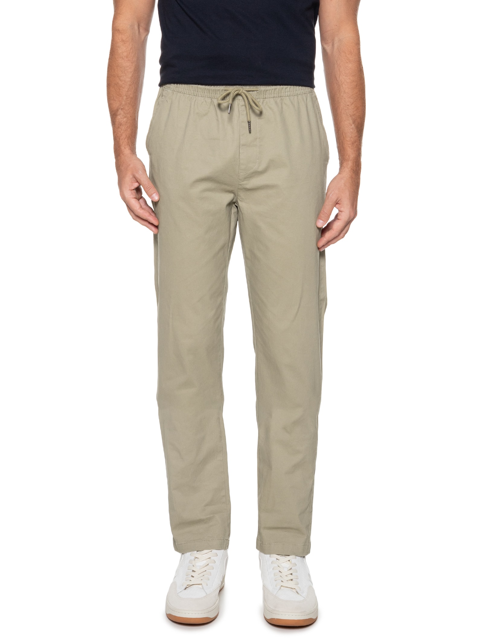 Calça Masculina Slim Sarja Com Elástico Azul Basiq Men