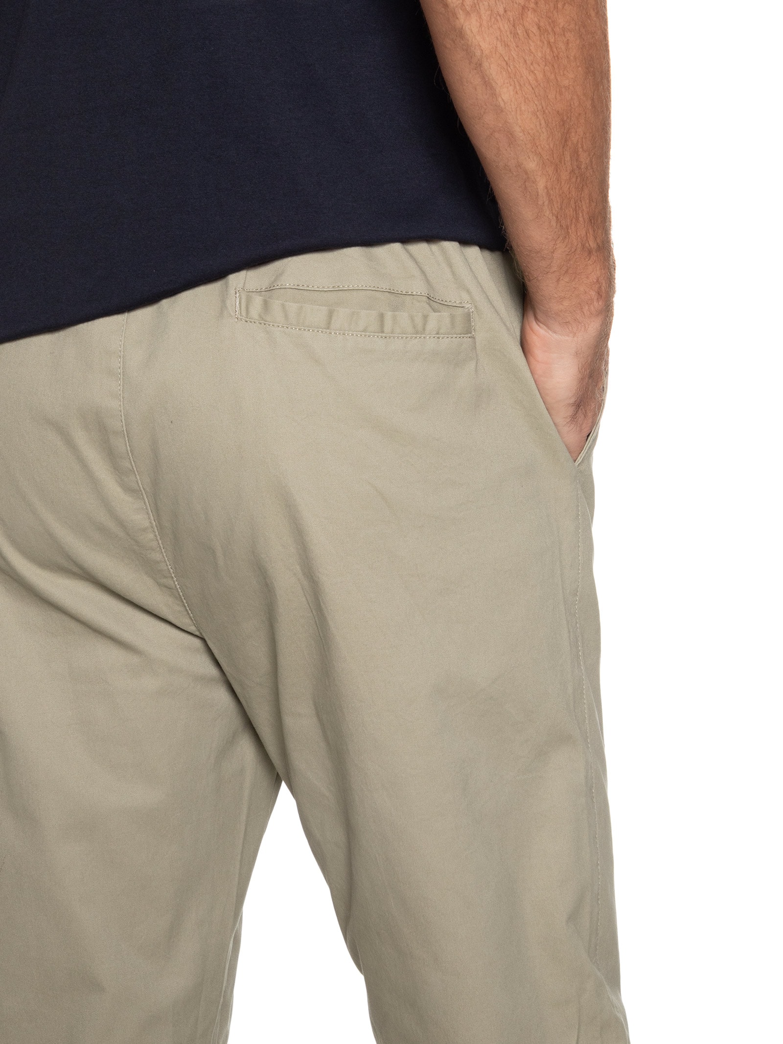 Calça Masculina Slim Sarja Com Elástico Azul Basiq Men