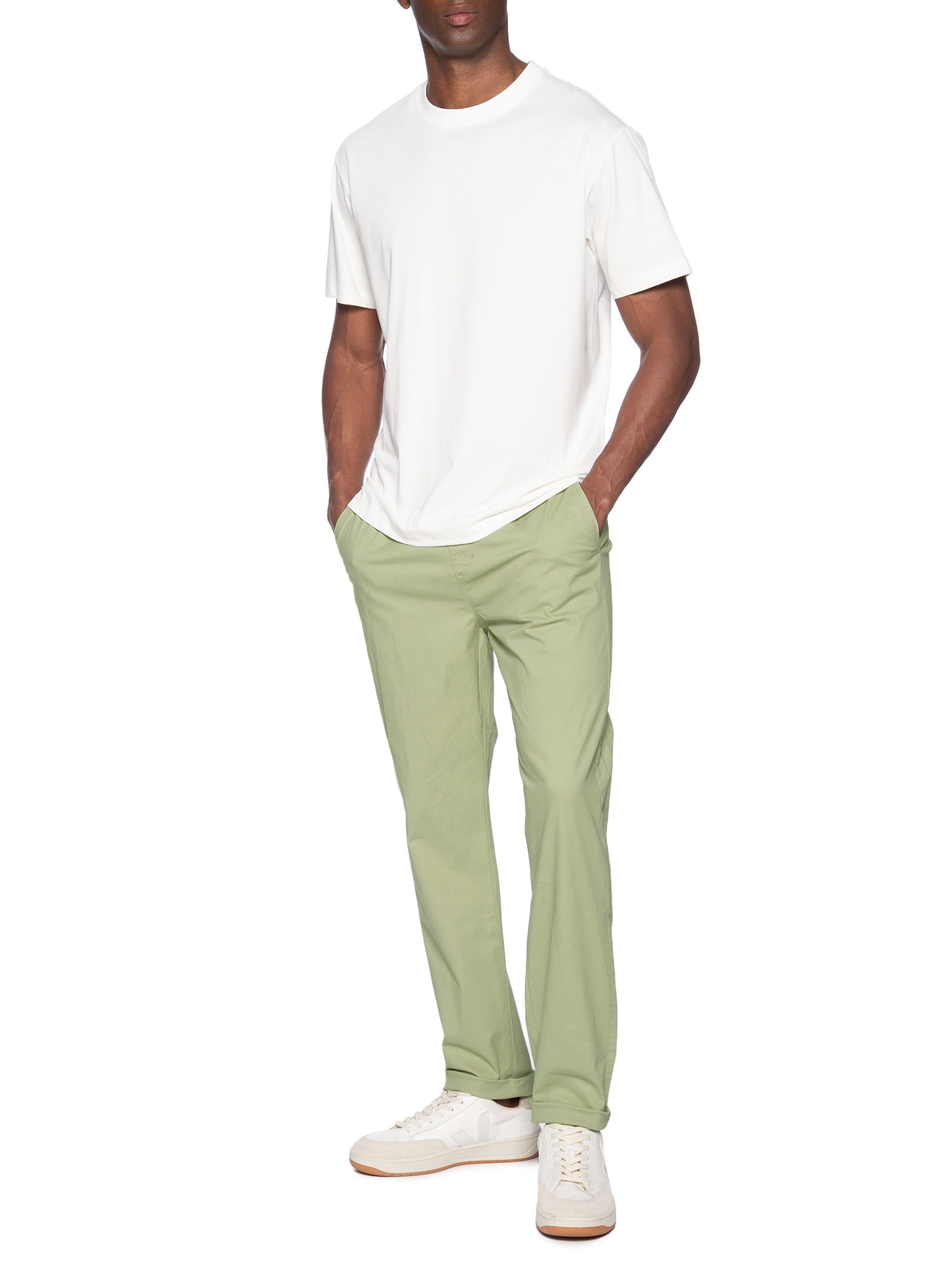 Calça Masculina Slim Sarja Com Elástico Azul Basiq Men