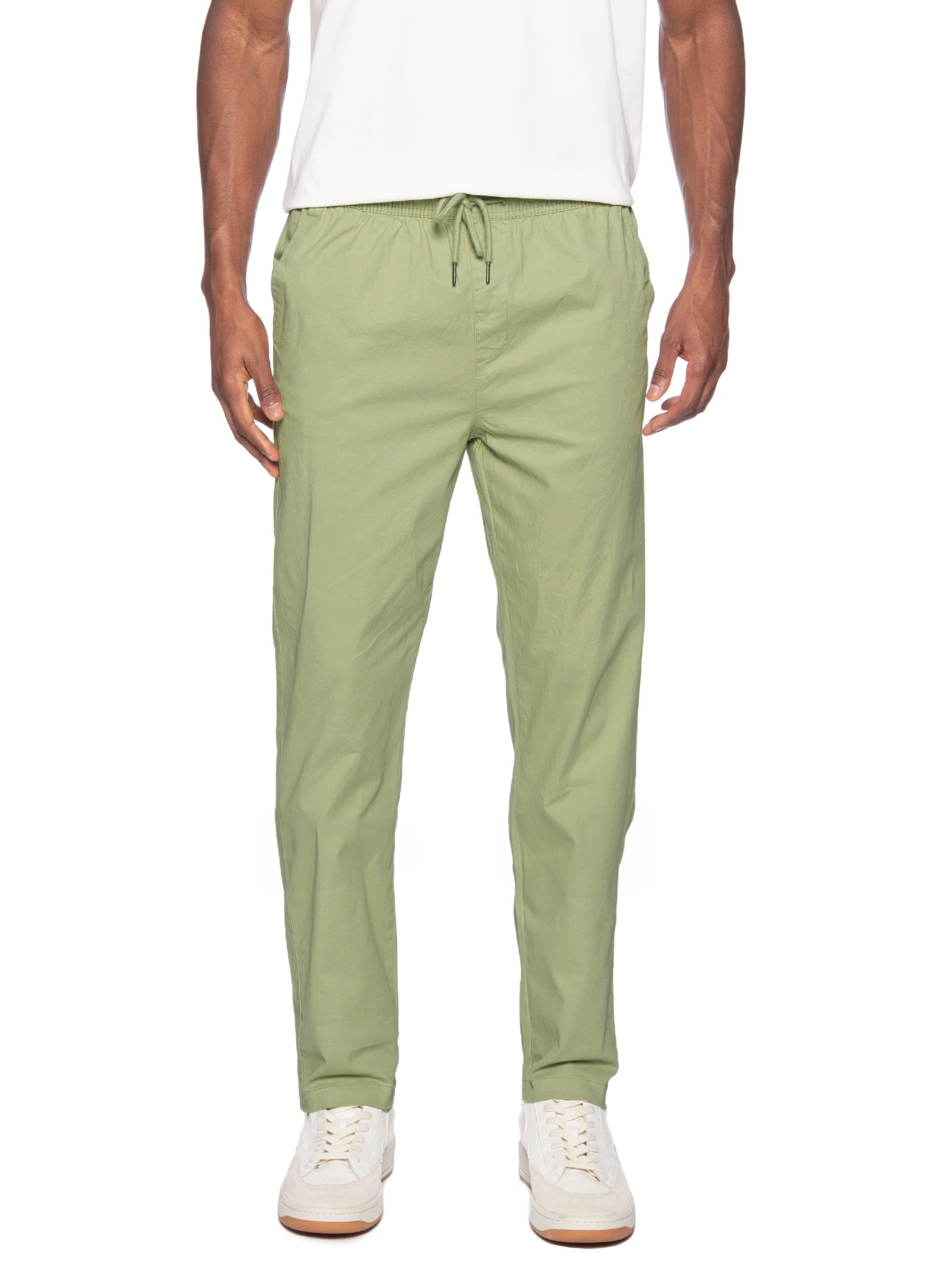 Calça Masculina Slim Sarja Com Elástico Azul Basiq Men