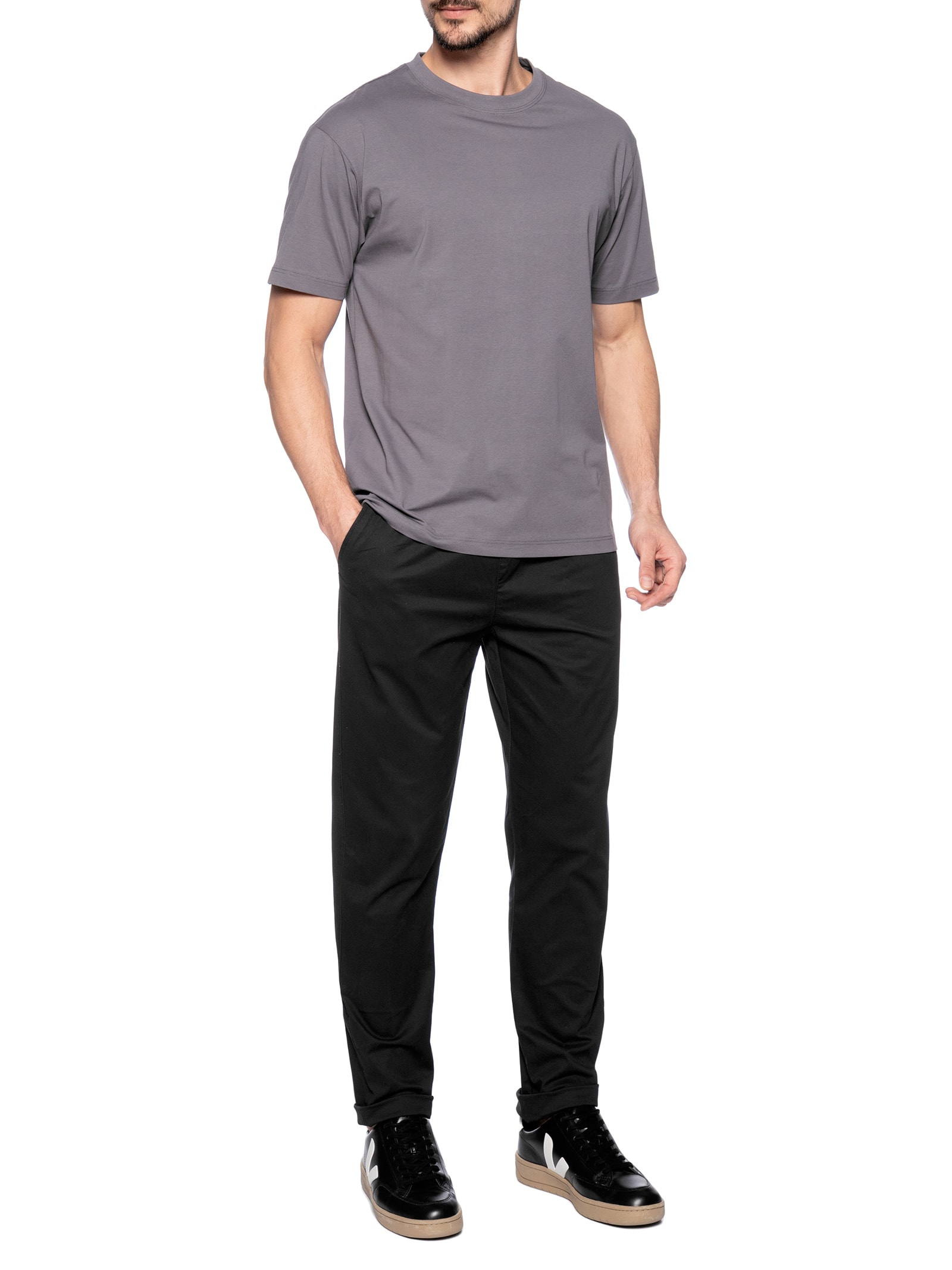 Calça Masculina Slim Sarja Com Elástico Azul Basiq Men