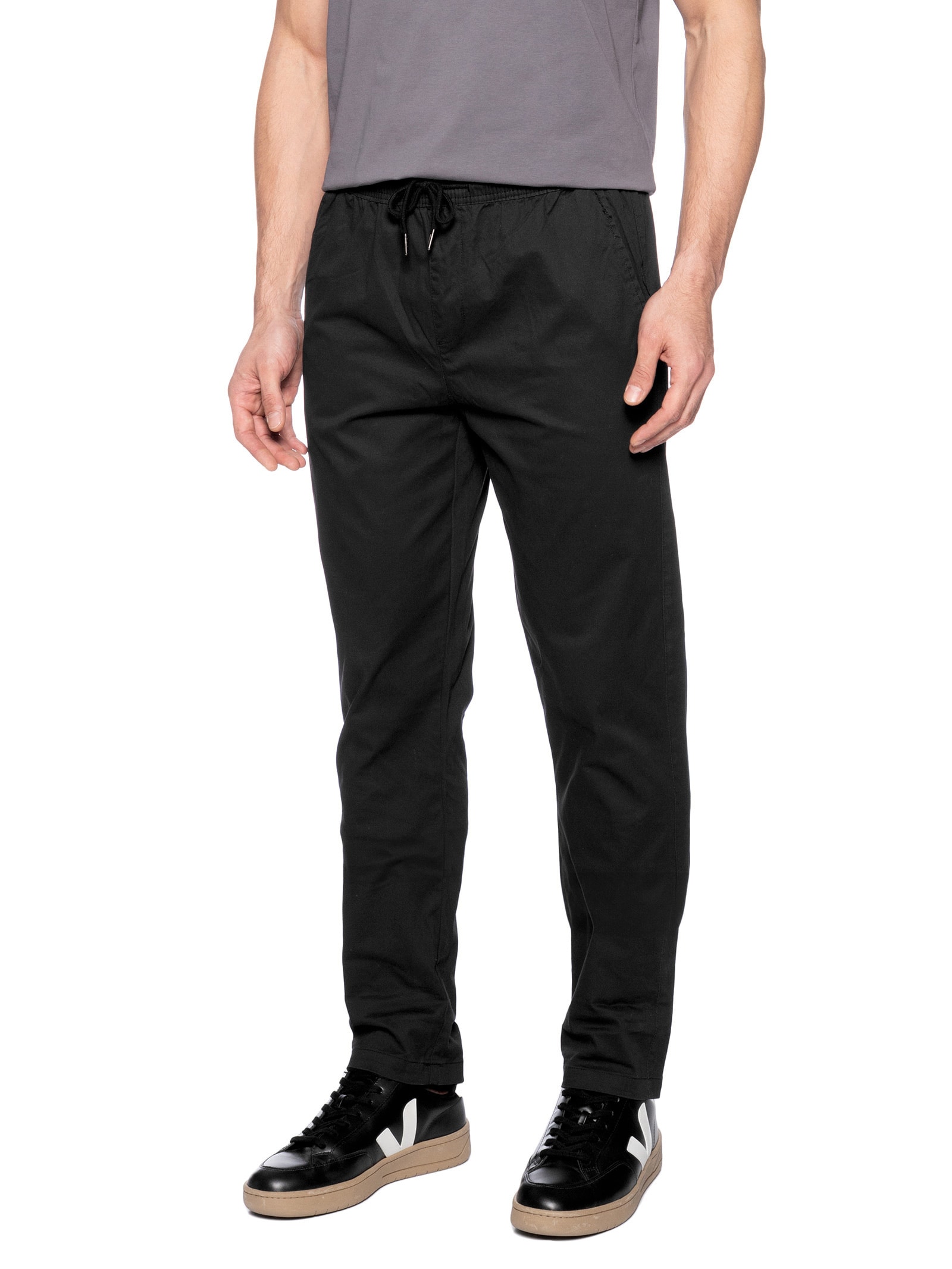 Calça Masculina Slim Sarja Com Elástico Azul Basiq Men