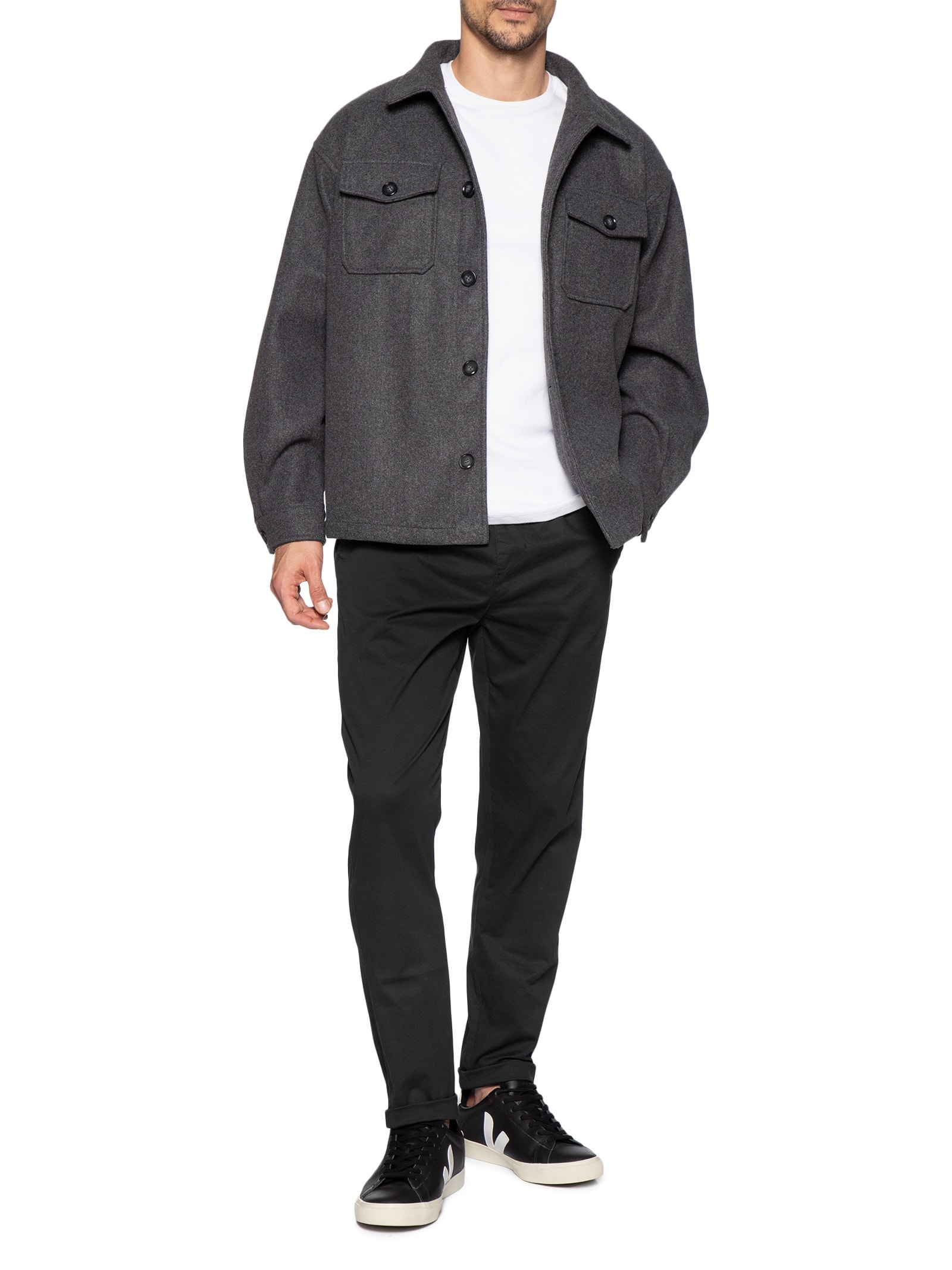 Calça Masculina Slim Sarja Com Elástico Preto Basiq Men
